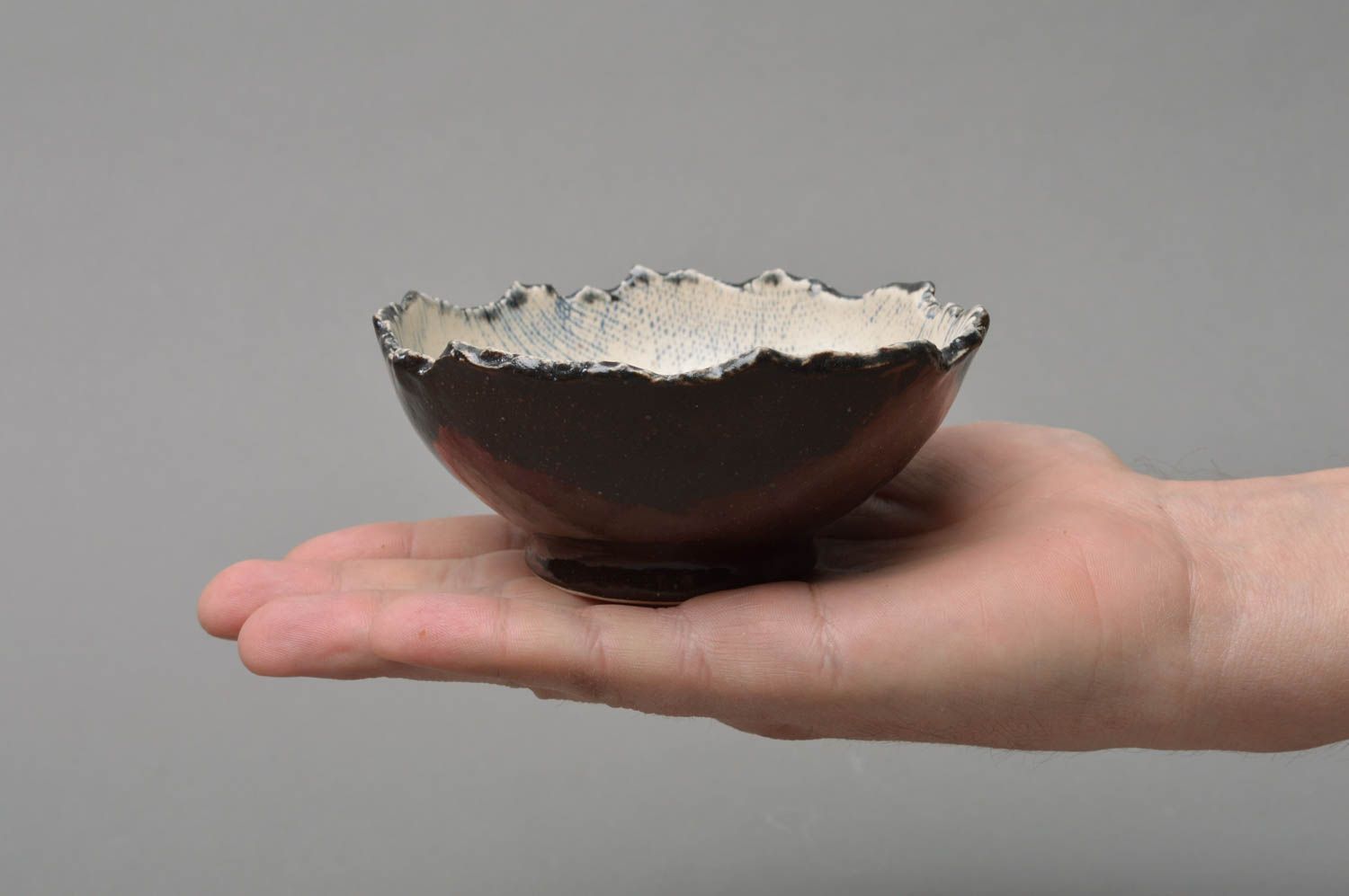 Small beautiful homemade glazed porcelain bowl designer ceramic tableware photo 1