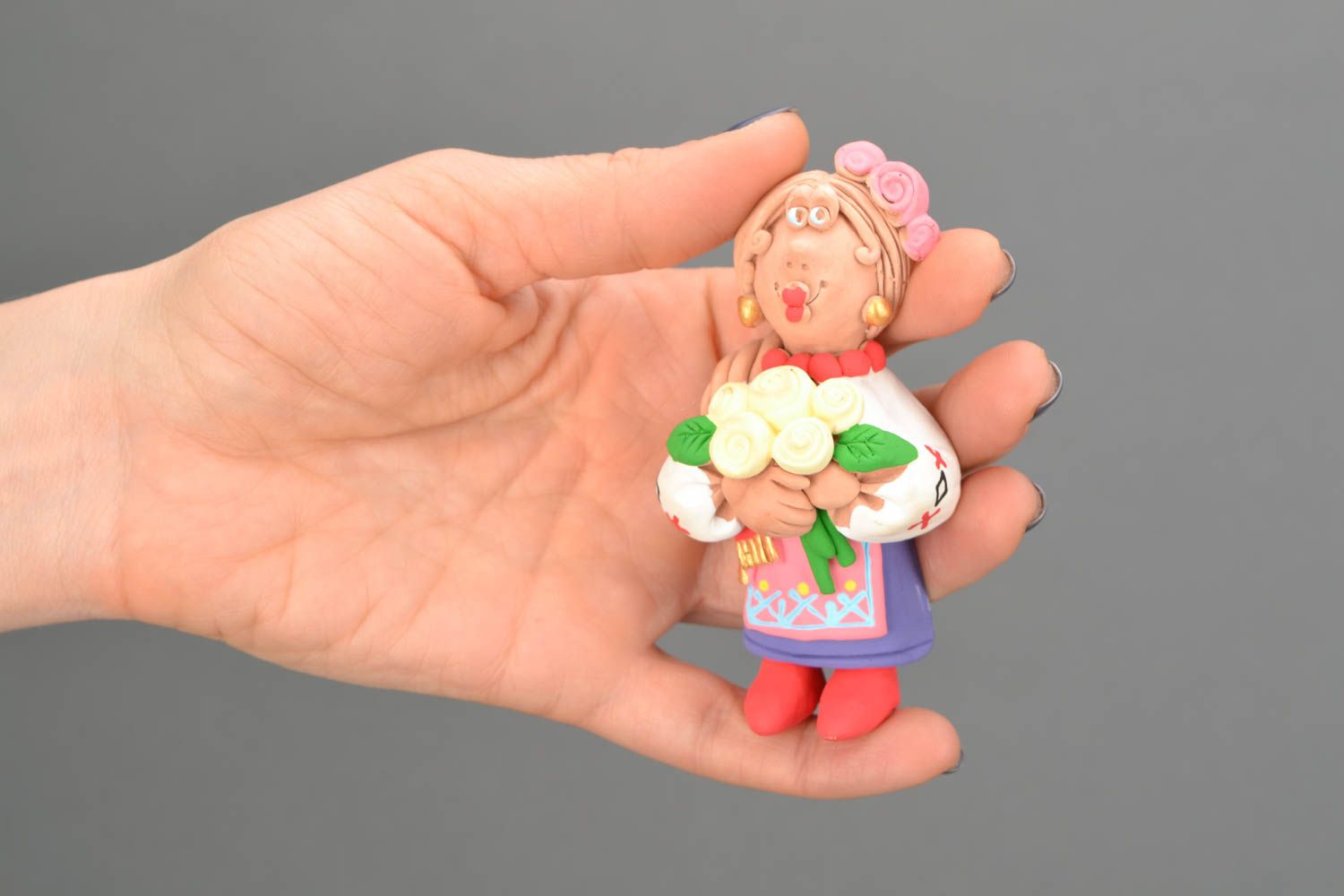 Kühlschrank Magnet handmade Frau mit Blumen foto 2