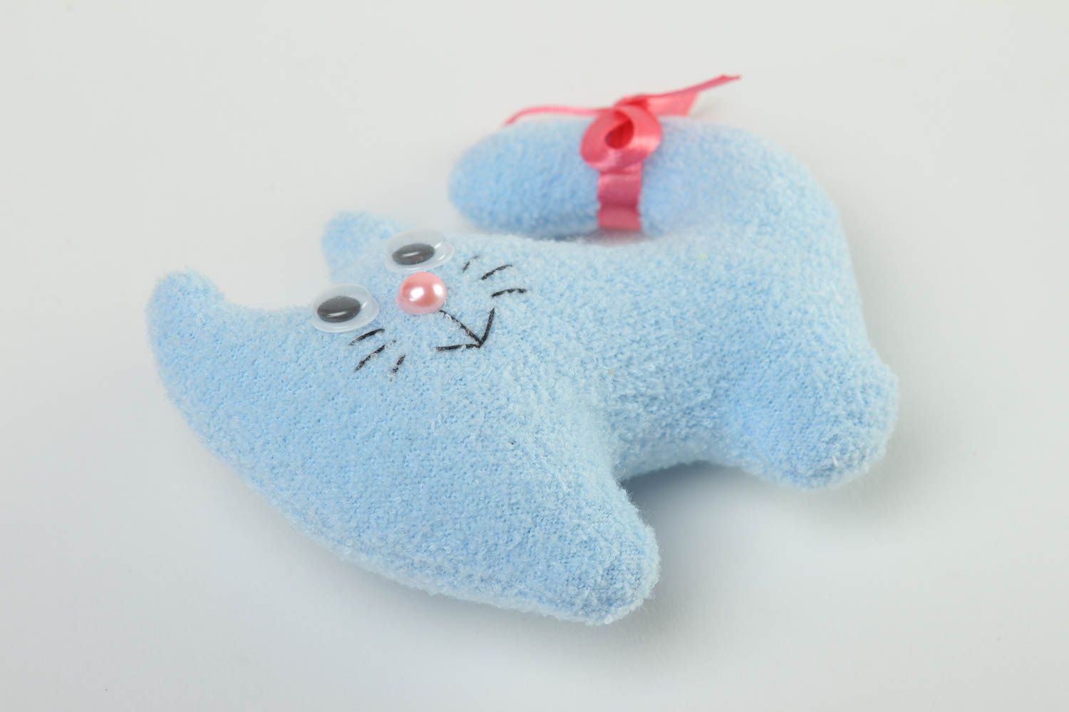 Мягкая игрушка кошка ручной работы голубая игрушка для малыша игрушка животное фото 2
