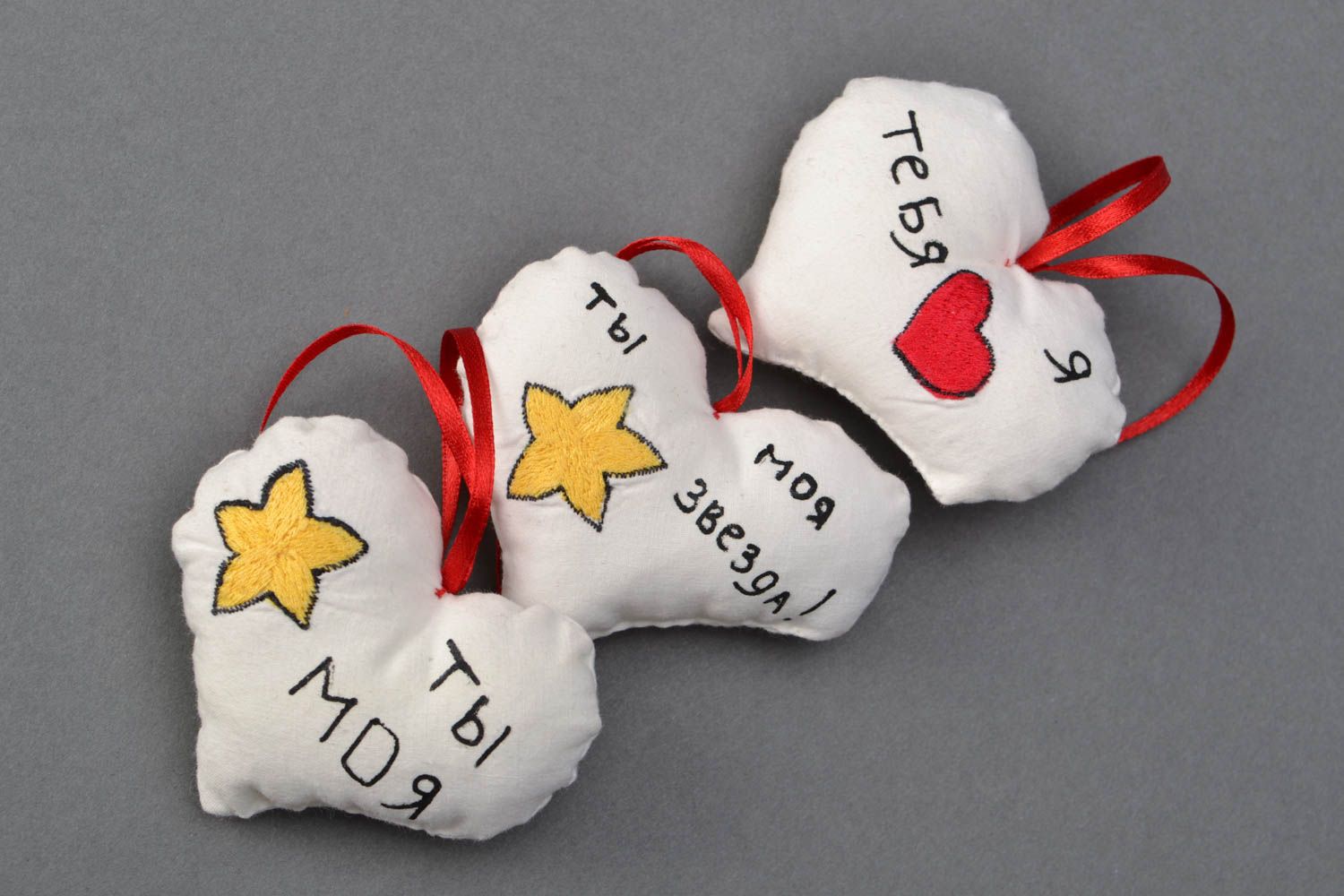 Set of soft interior pendants Hearts with Declarations photo 3