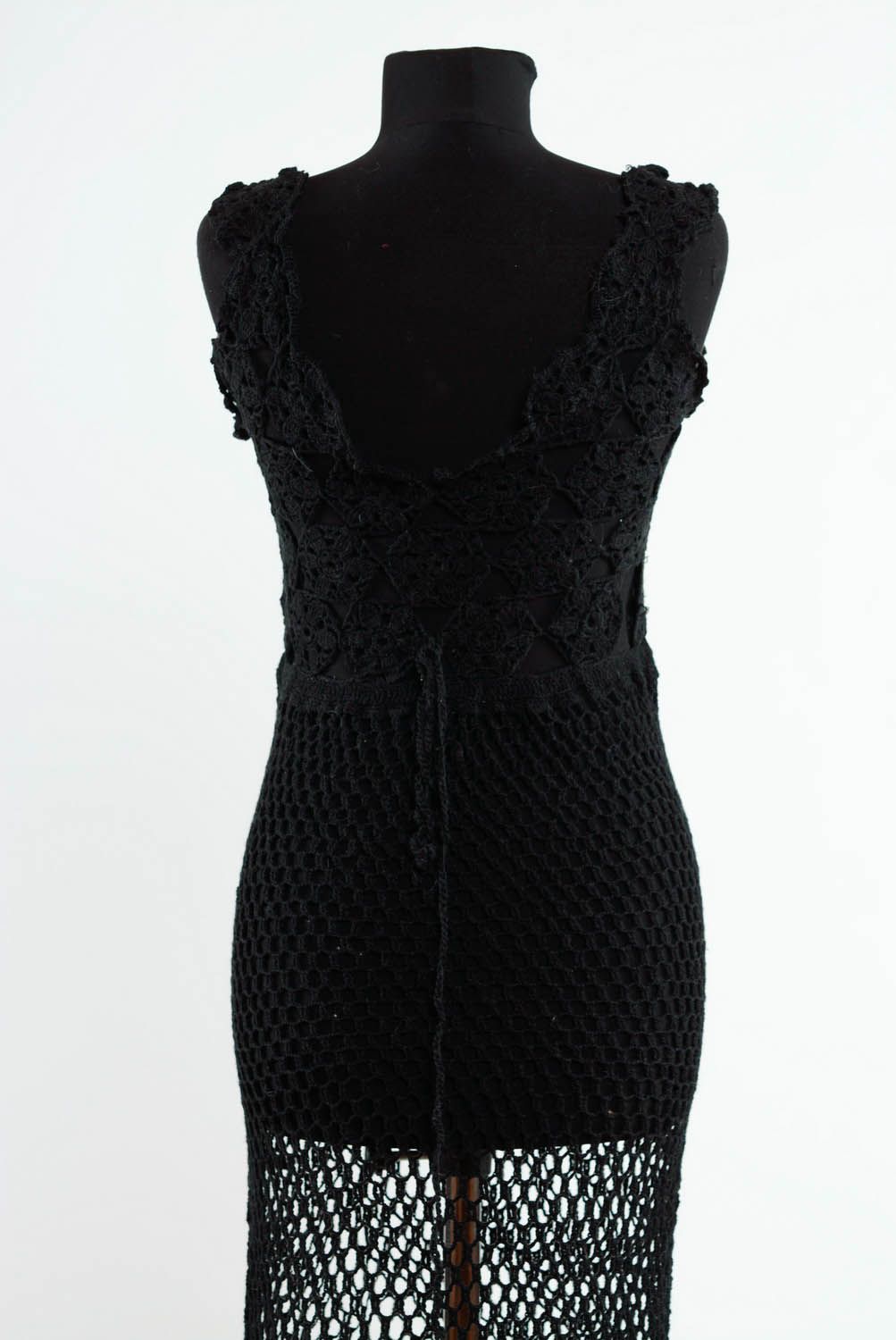 Robe noire en coton tricotée au crochet photo 4