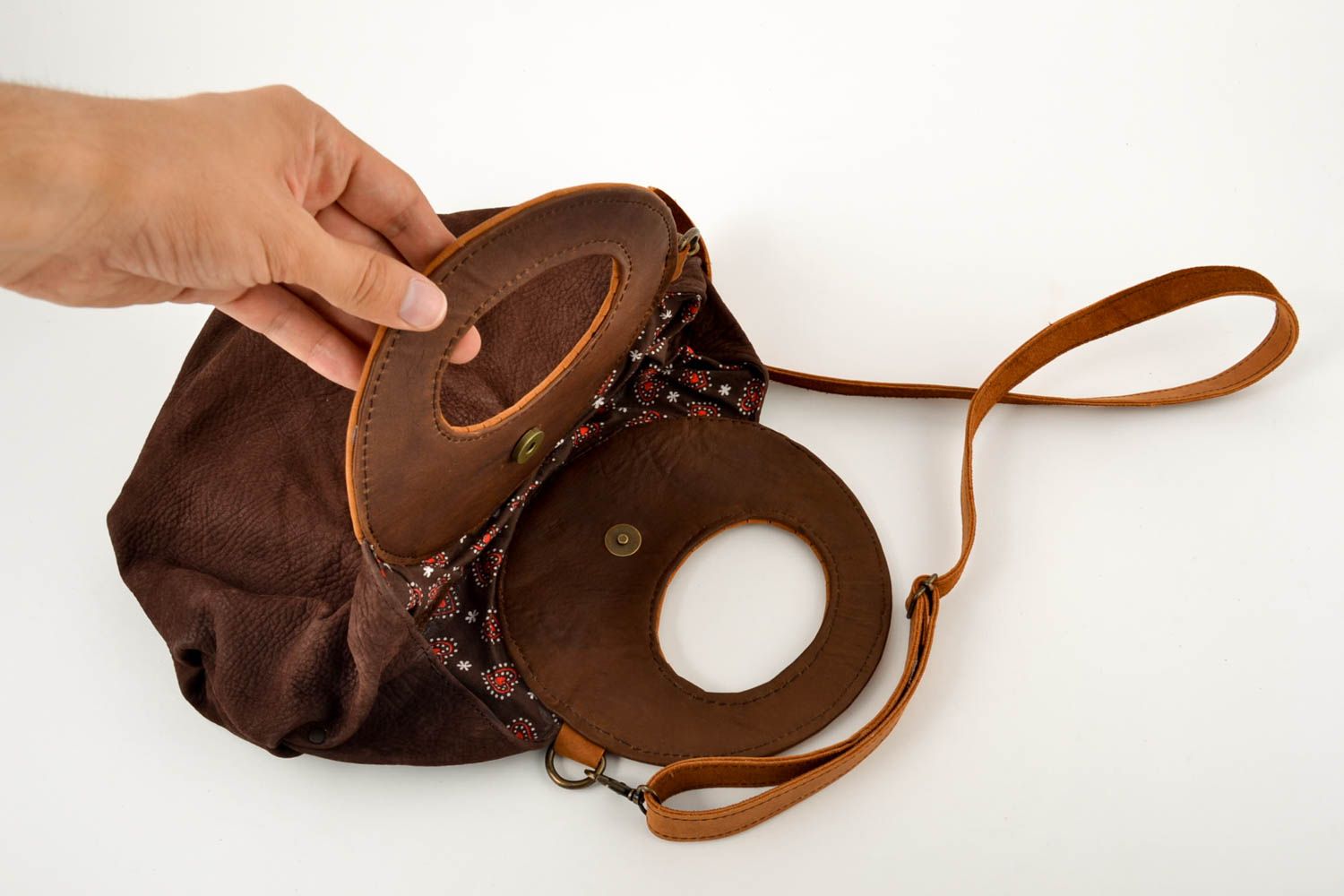 Bolso de cuero hecho a mano accesorio de moda regalo original para mujeres foto 4