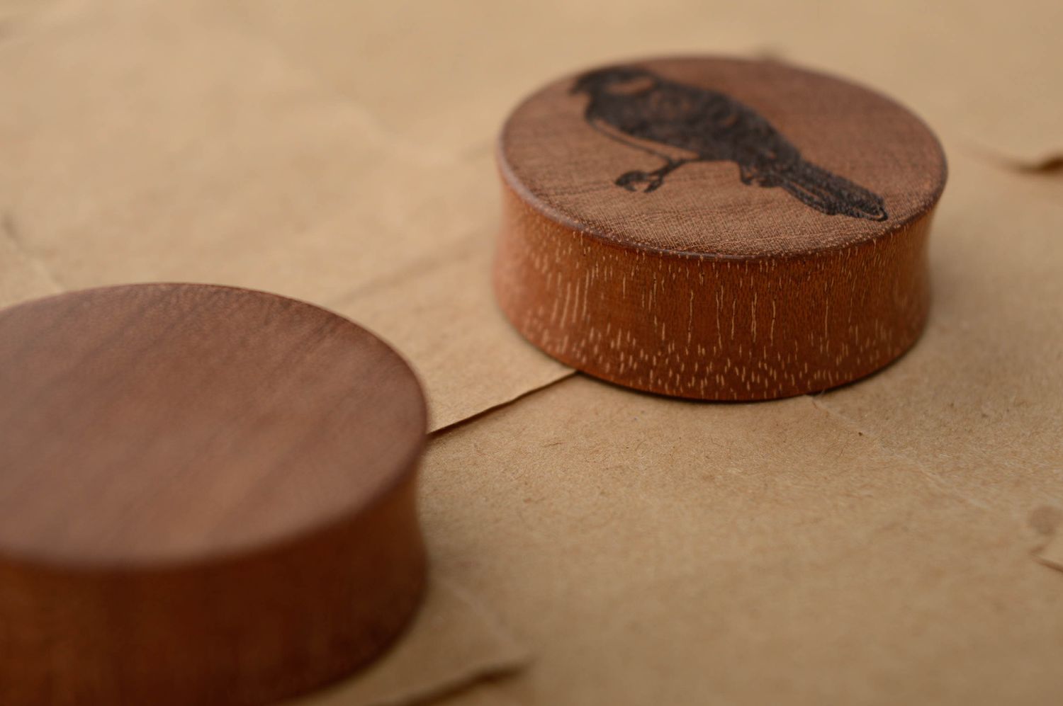 Wooden ear plugs with engraving photo 5