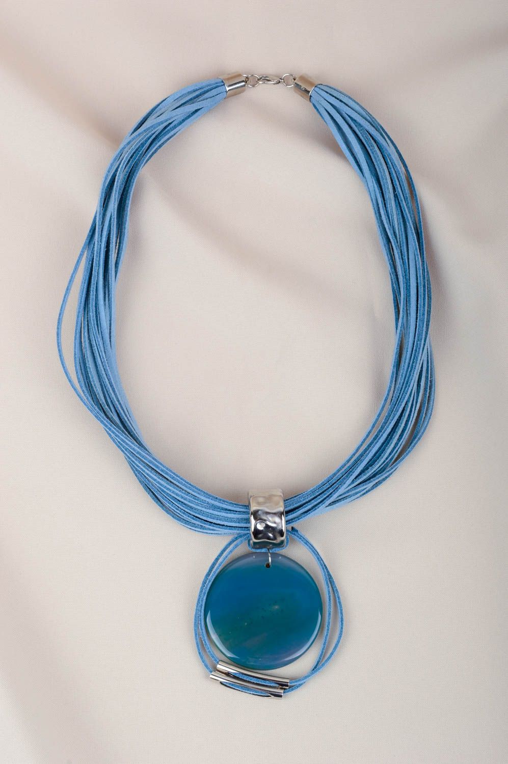 Anhänger Schmuck handgemachter Schmuck Halskette Damen Geschenk Ideen in Blau  foto 2