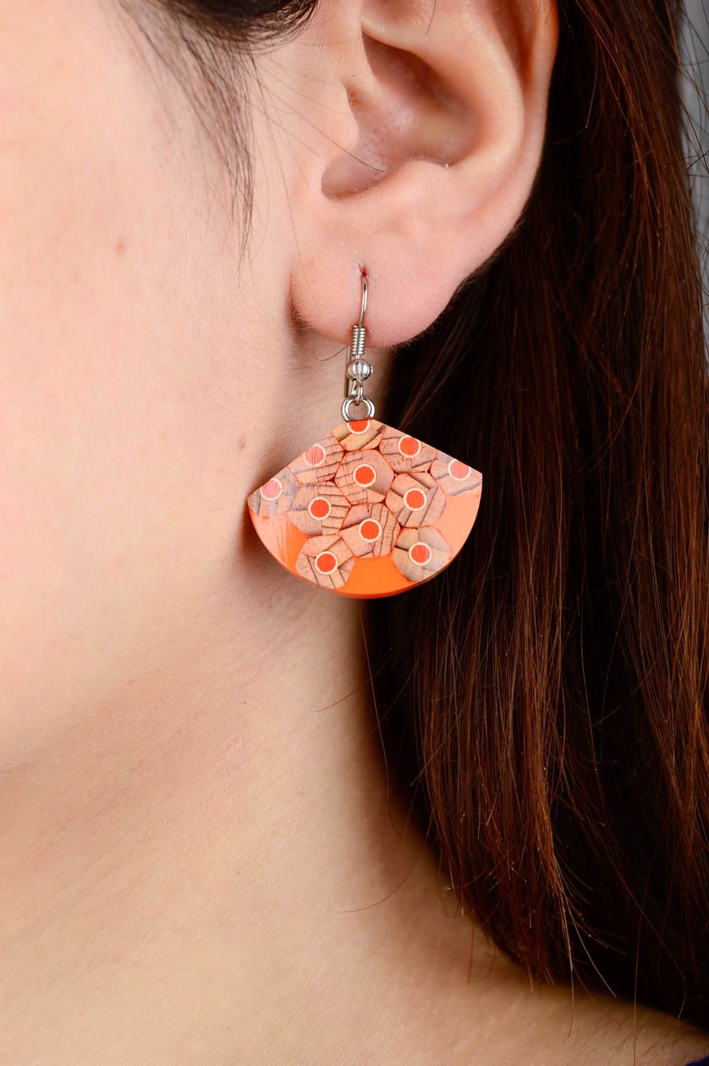 Ohrringe für Damen handgeschaffen Keramik Schmuck effektvoll originelle Ohrringe foto 2