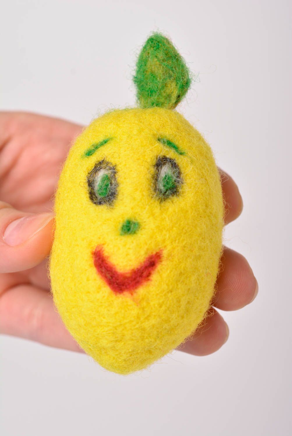 Мягкая игрушка ручной работы валяная игрушка лимон желтый игрушка из шерсти фото 2