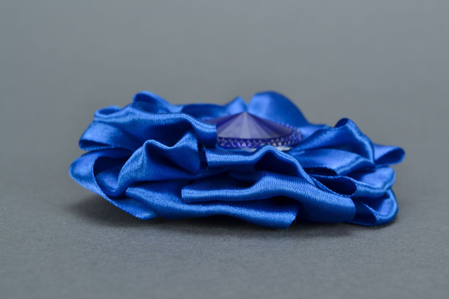 Homemade bright brooch-hair clip Blue Flower photo 5
