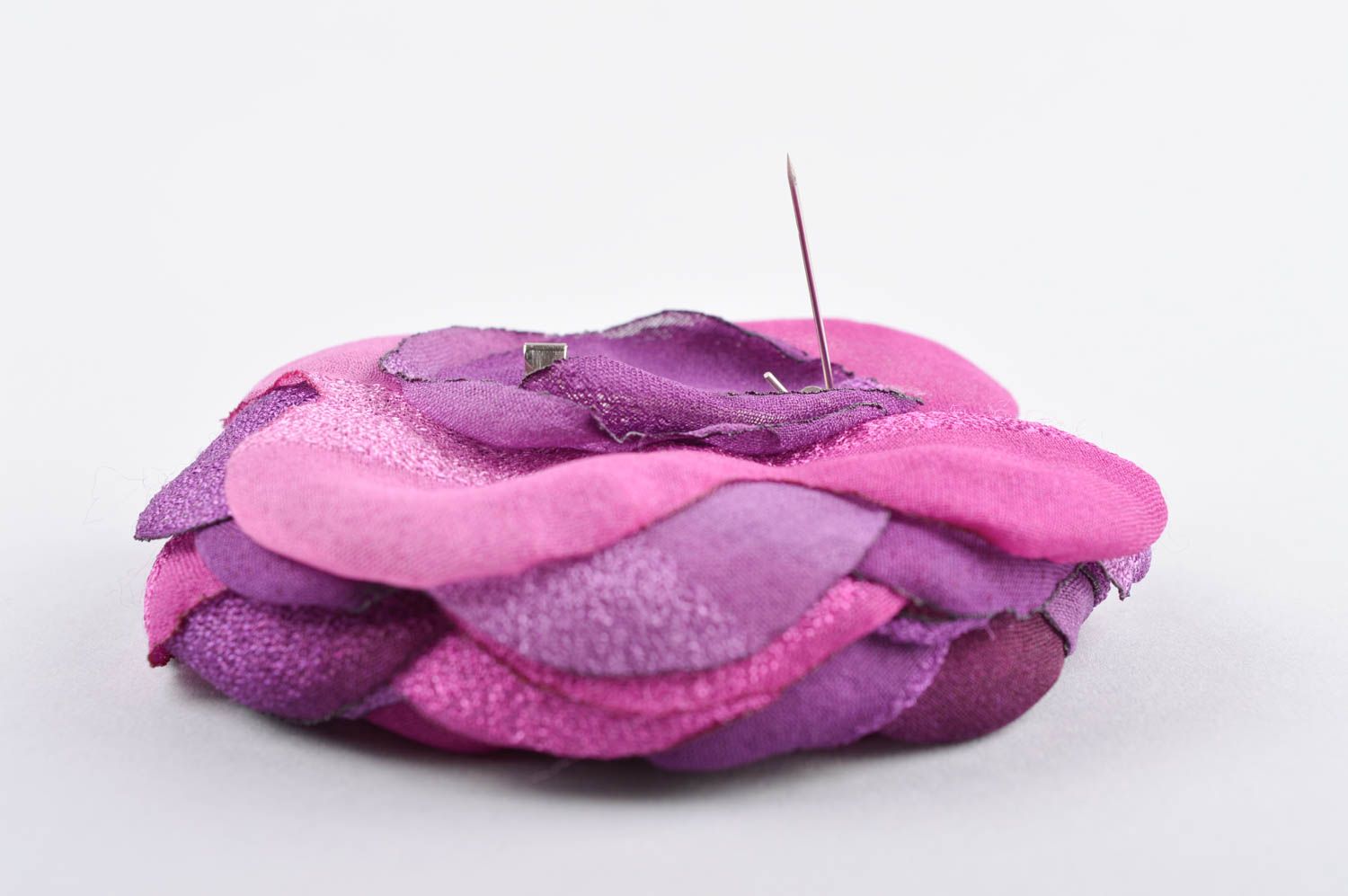Брошь ручной работы текстильная брошь фиолетовая с розовым женская брошь фото 5
