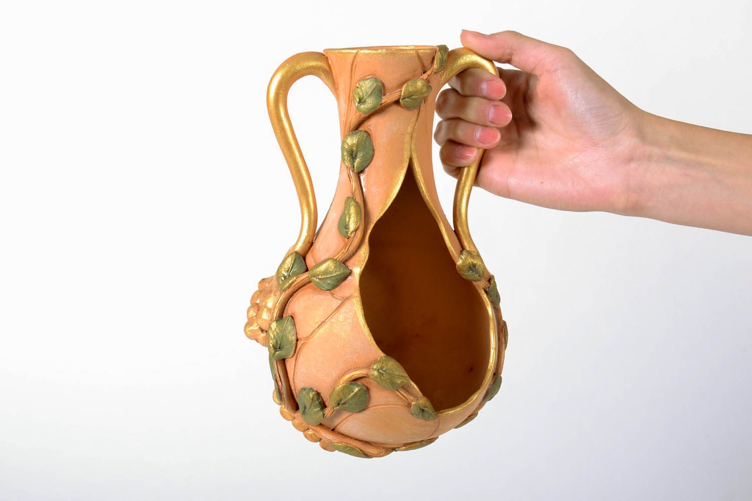 Vaso de mesa para flores secas de argila feito à mão cerâmica decorativa artesanal foto 5