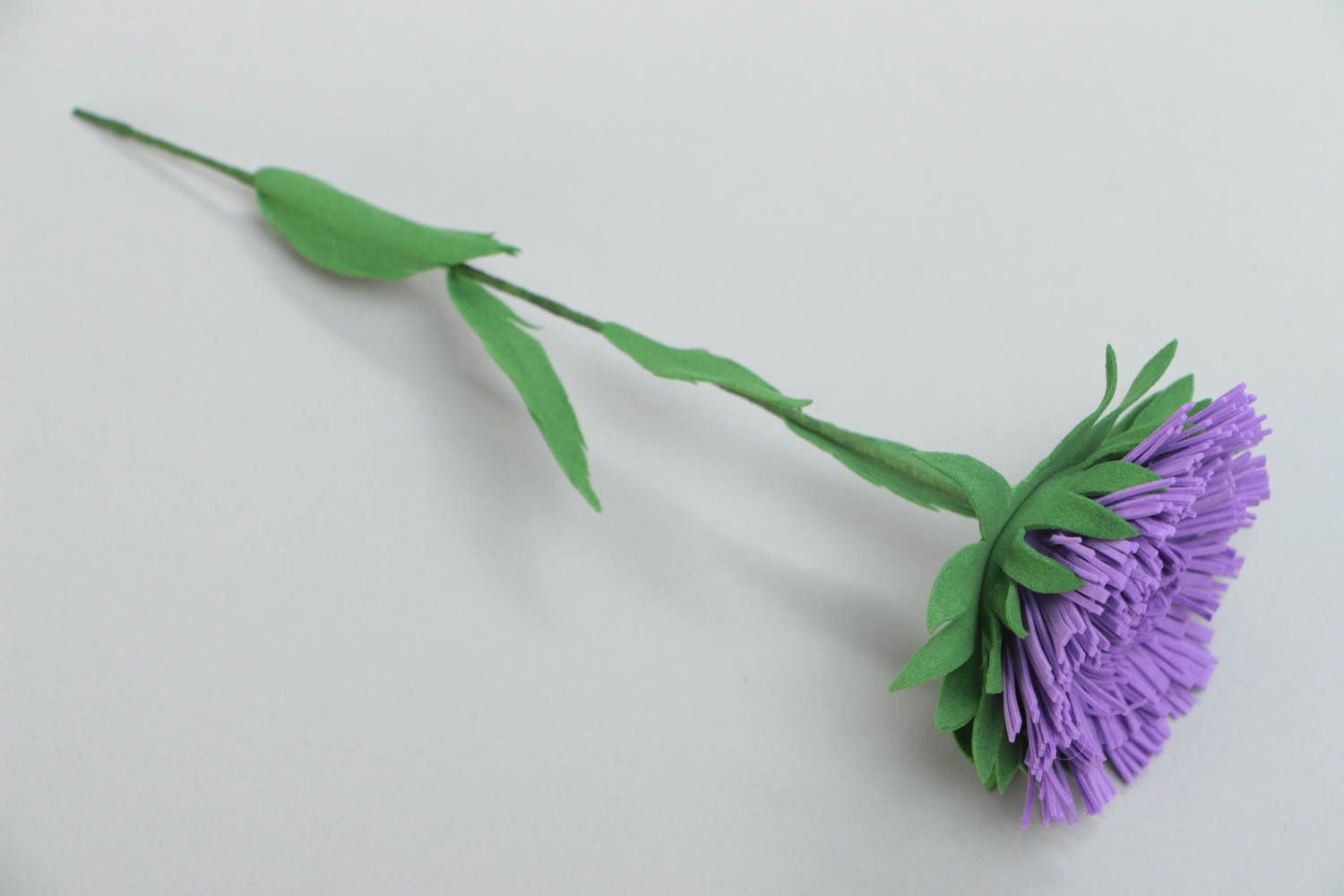 Handmade volume artificial foamiran flower violet aster for interior decoration photo 2