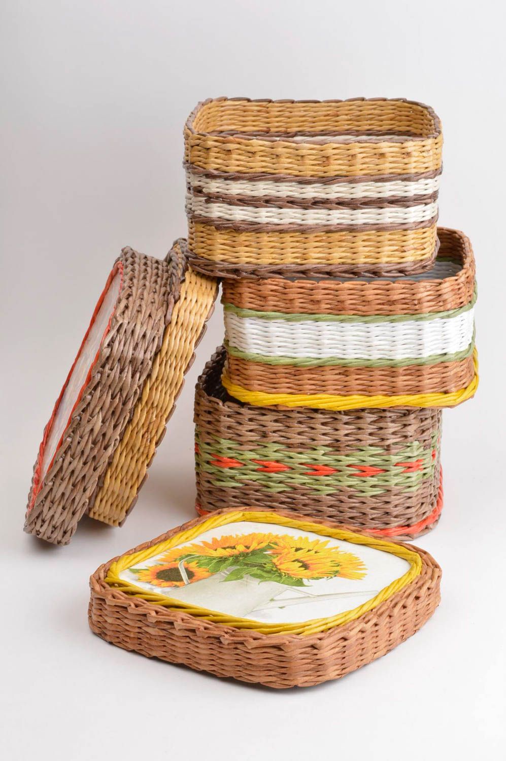 Handmade basket unusual gift home decor paper basket for kitchen decor photo 3