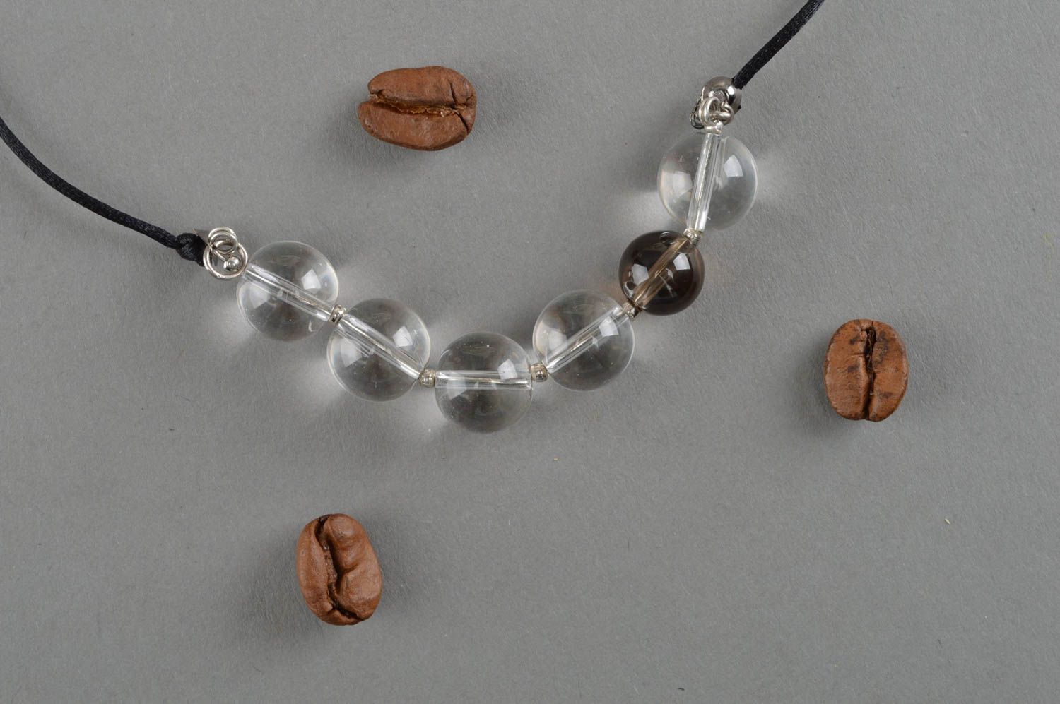 Handmade quartz necklace jewelry made of natural stones stylish accessory photo 3