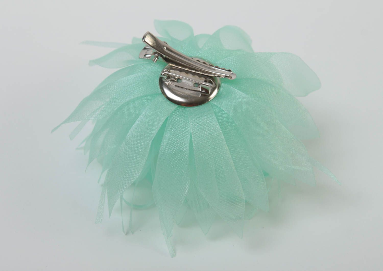 Handmade brooch organza hair clip unusual gift hair accessories for girl photo 4