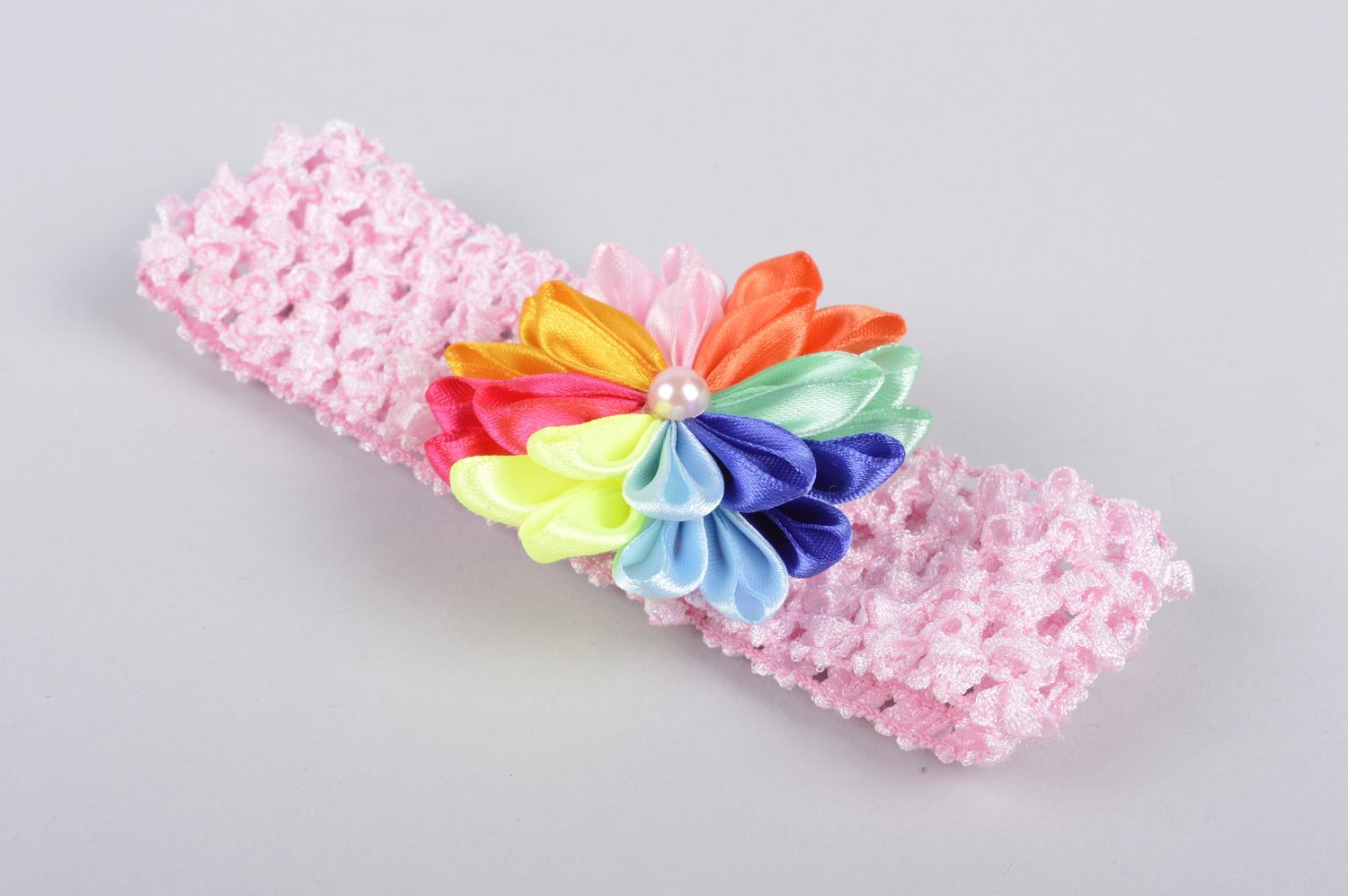Haarband mit Blumen handgemachter Schmuck Accessoire für Haare bunt grell foto 1