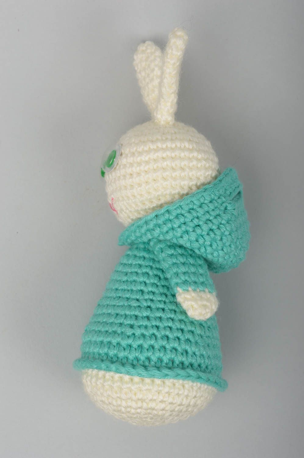 Jouet fait main Peluche lièvre Jouet enfant mignon tricoté au crochet coton photo 2