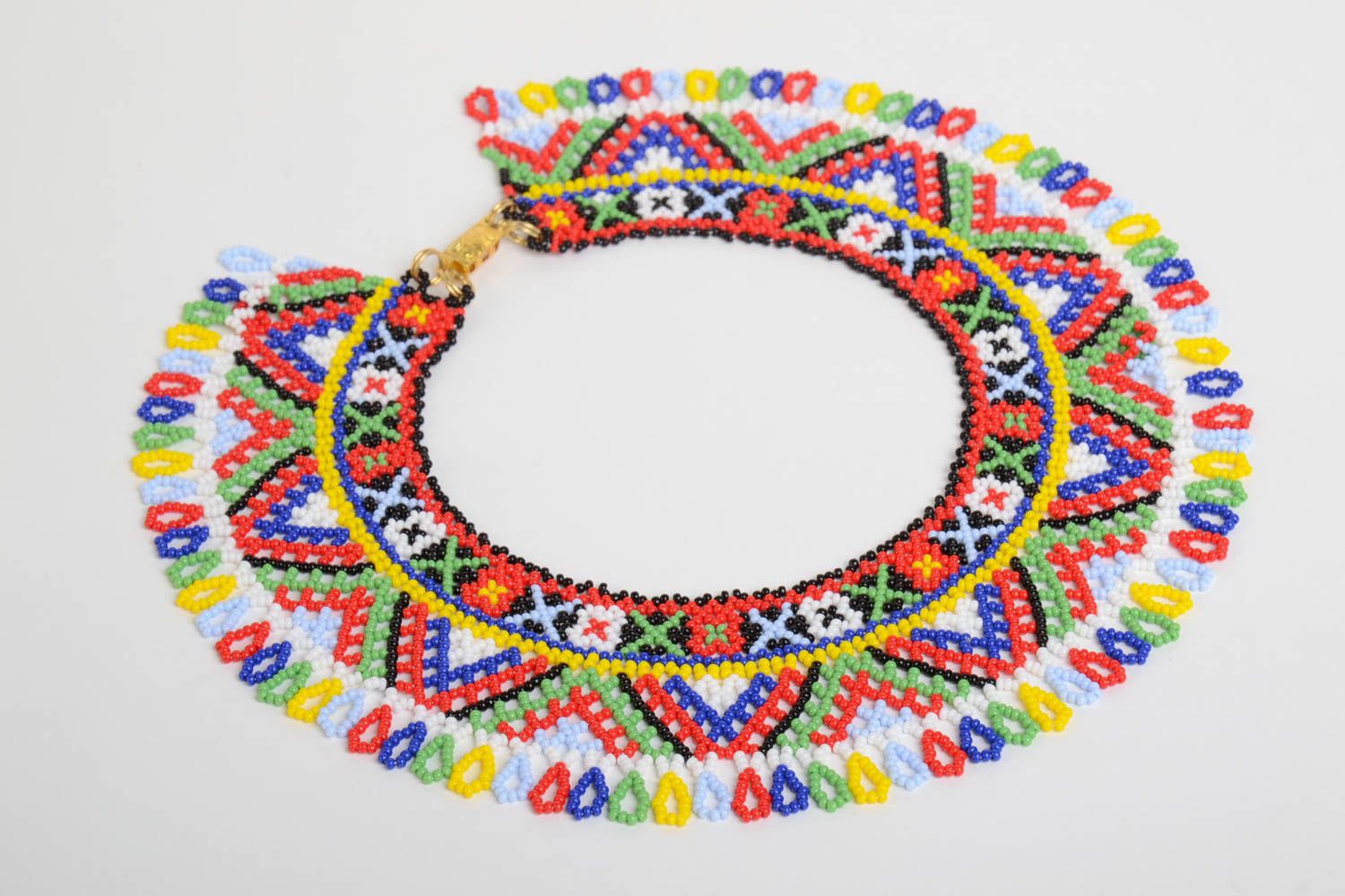 Ожерелье из бисера ручной работы авторское красивое разноцветное женское фото 2