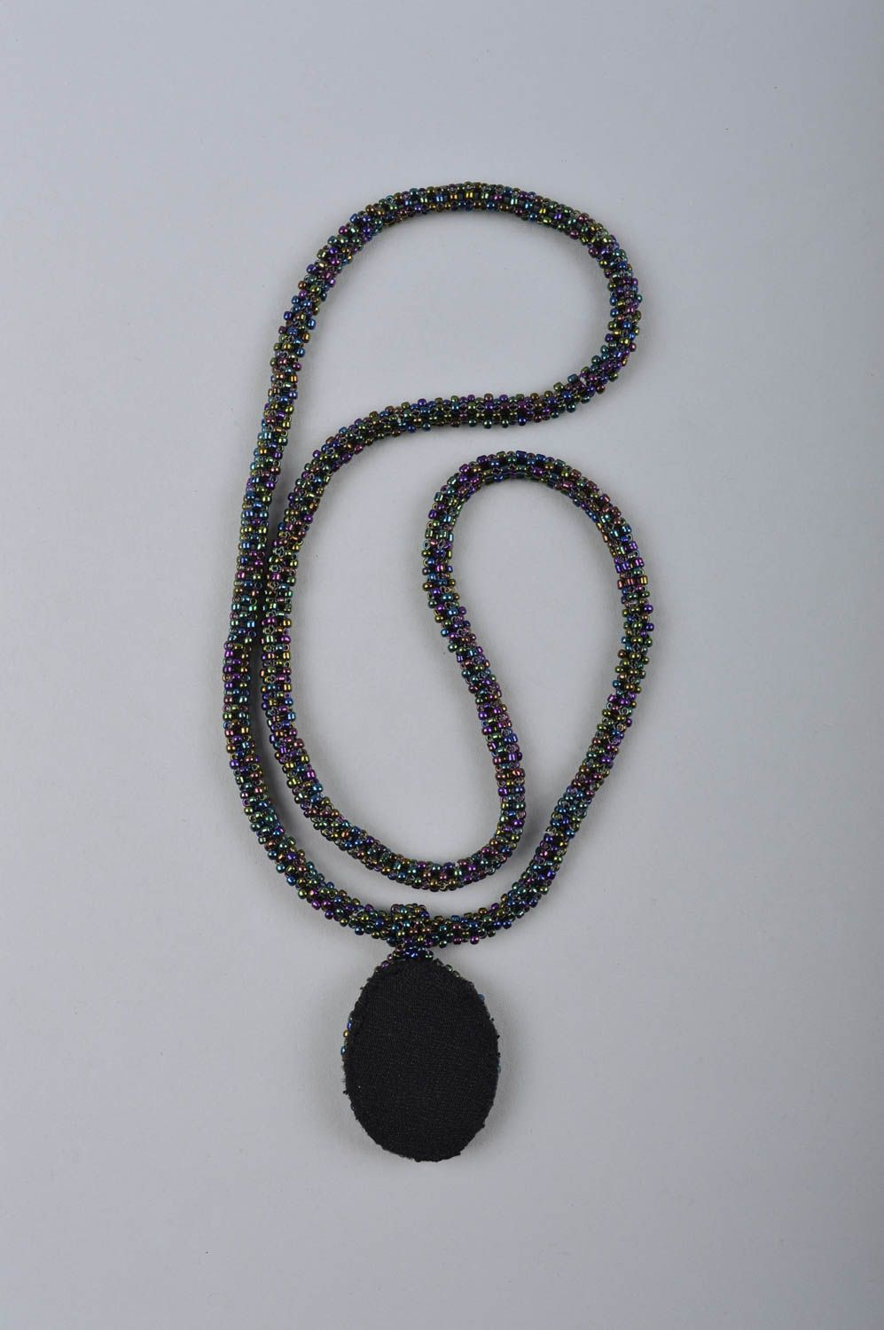 Колье из бисера украшение ручной работы ожерелье из бисера с подвеской фото 5