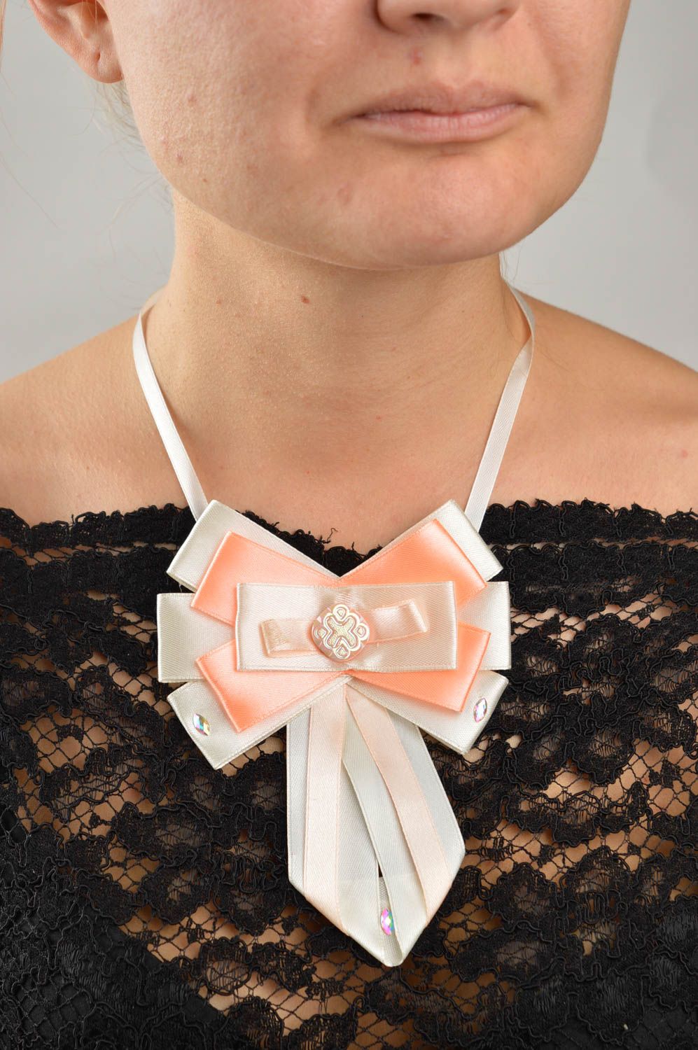 Женский галстук ручной работы необычный подарок аксессуар из лент симпатичный фото 5
