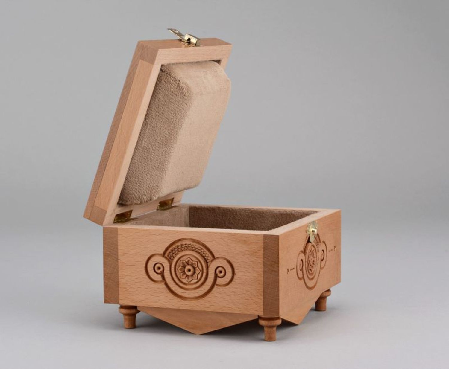 Boîte à bijoux rectangle en bois faite main photo 4