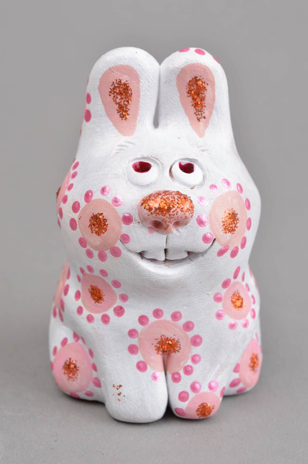 Handmade clay penny whistle stylish interior decor ceramic rabbit souvenir photo 2