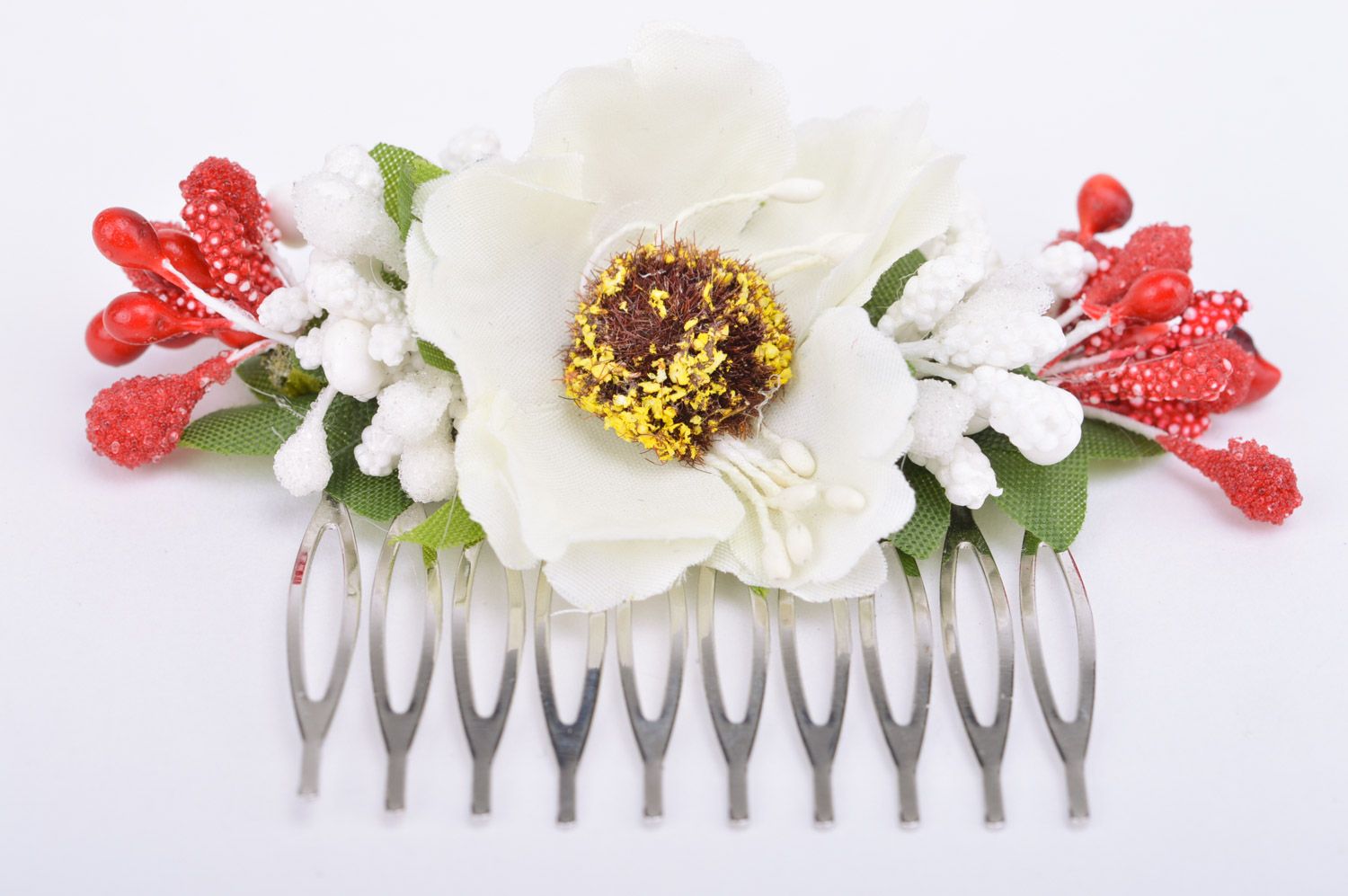 Räumiger einzigartiger Blumen Haarkamm aus Metall auf für Modedamen Handarbeit  foto 2