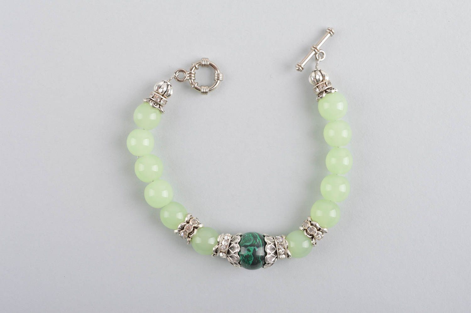 Bracelet en pierres Bijou fait main vert malachite cristaux Accessoire femme photo 5