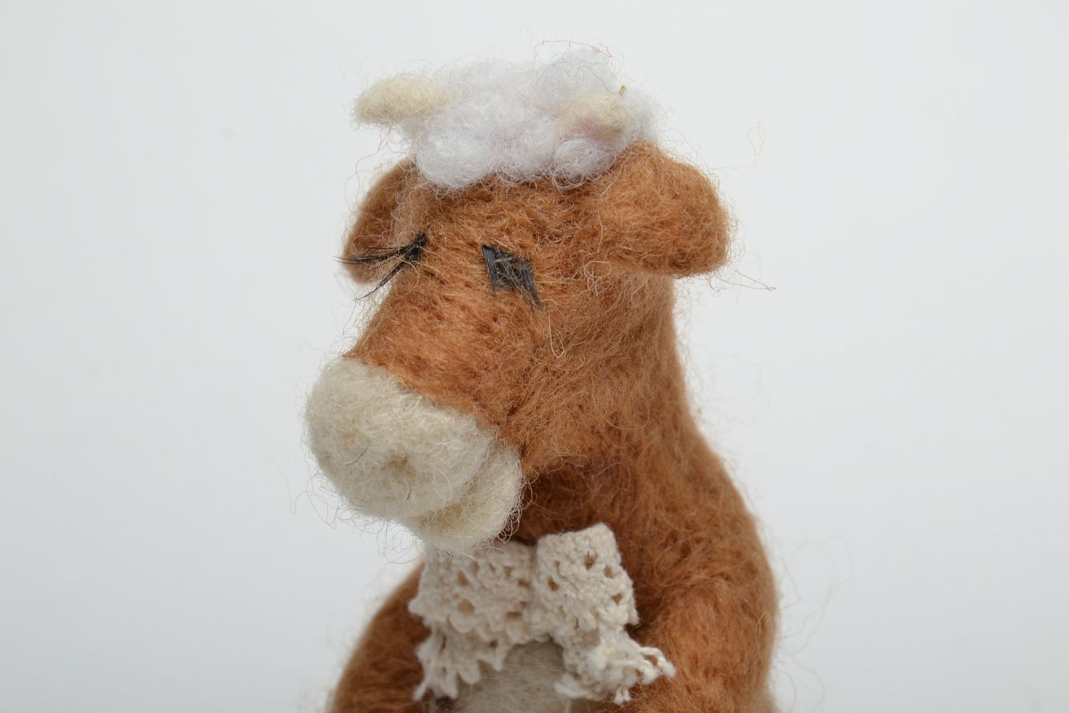 Jouet en laine Vache miniature décorative photo 3