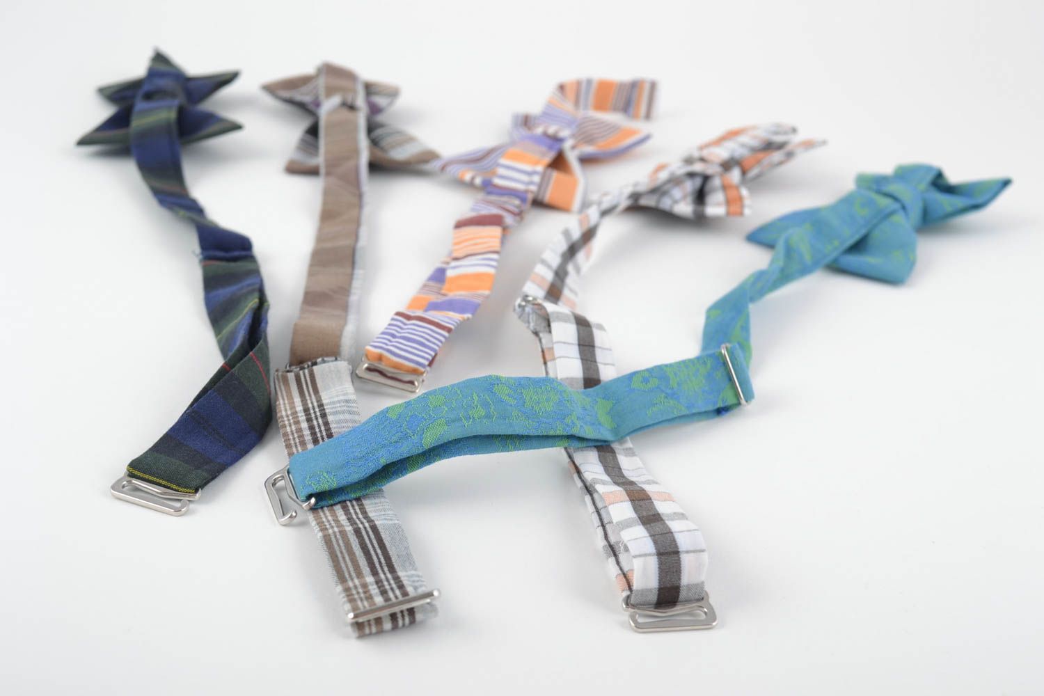 Комплект галстуков-бабочек из ткани с регулируемыми ремешками хэнд мэйд 5 шт фото 3