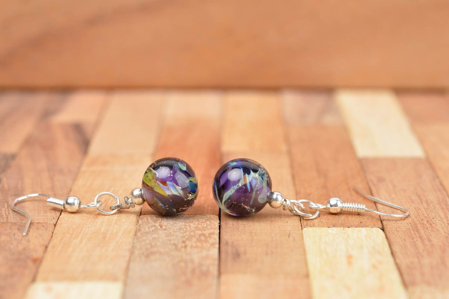 Lampwork designer earrings handmade earrings with glass beads glass accessories photo 2