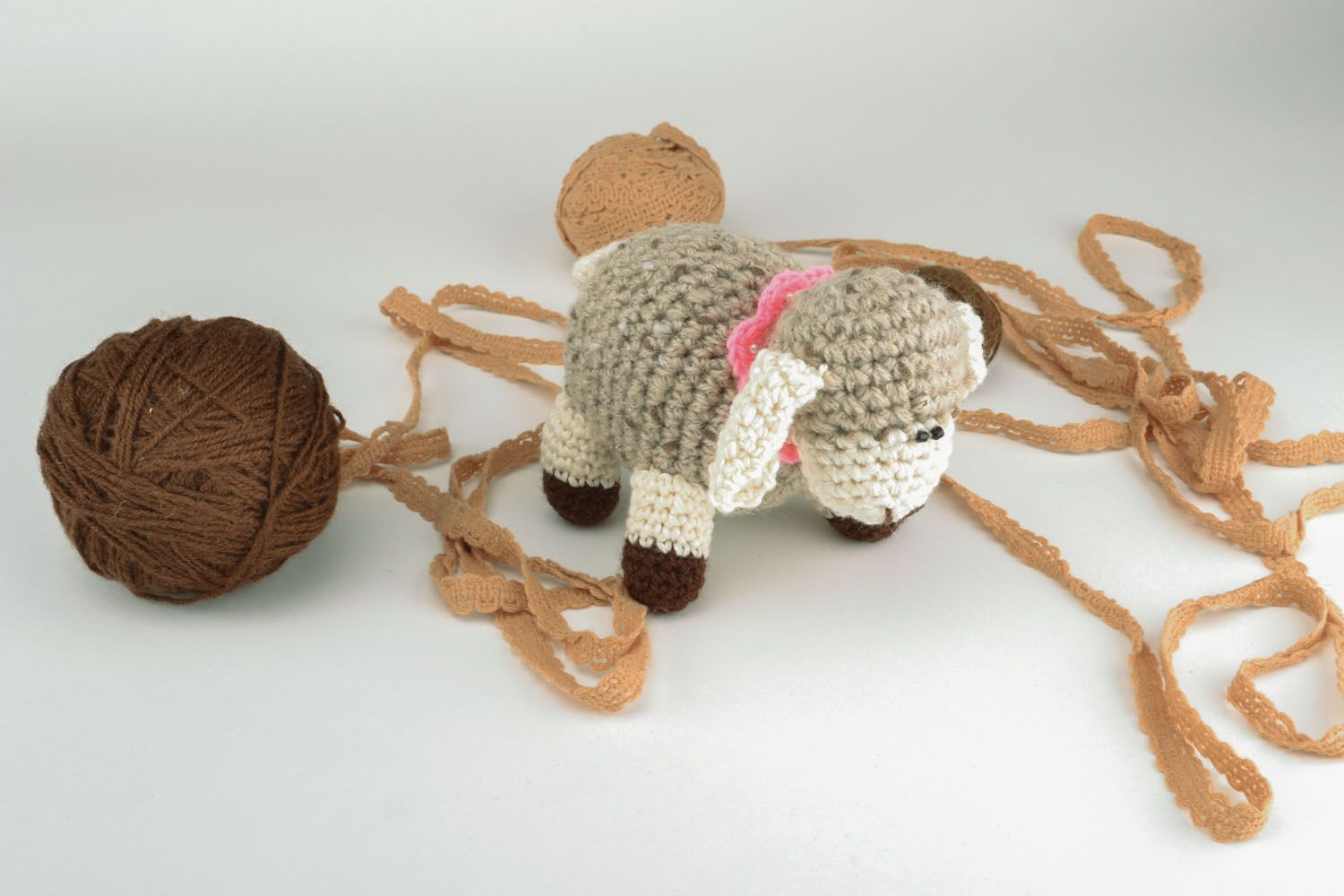 Doudou tricoté à la main original Mouton photo 1