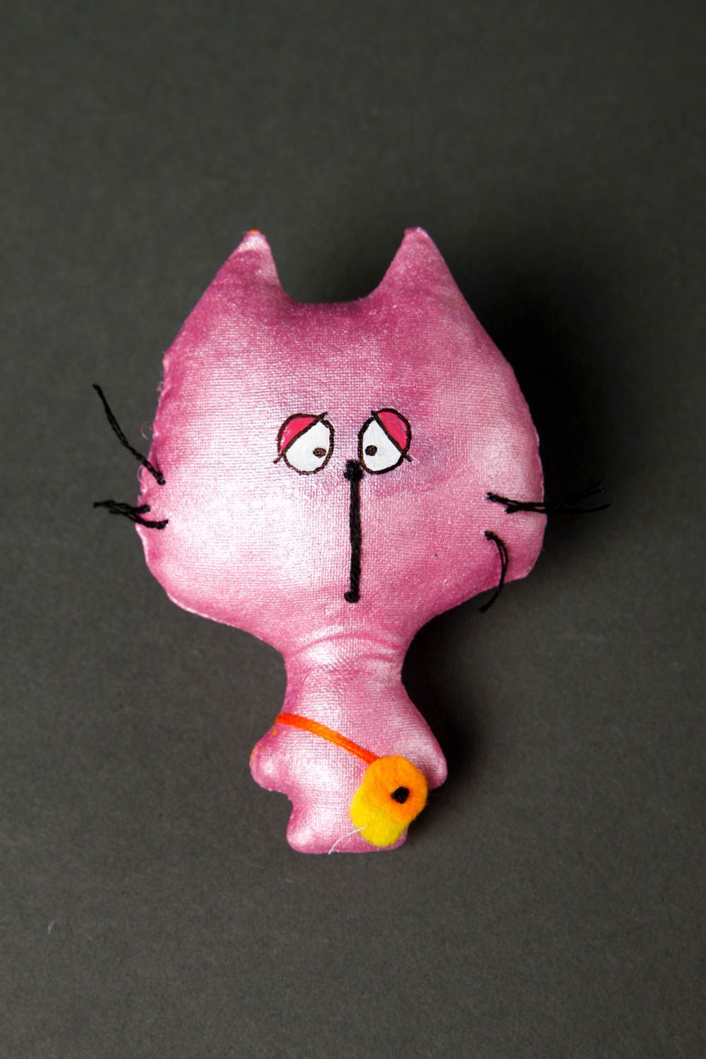 Broche textile Bijou fait main sympa chat rose en coton Accessoire femme  photo 3