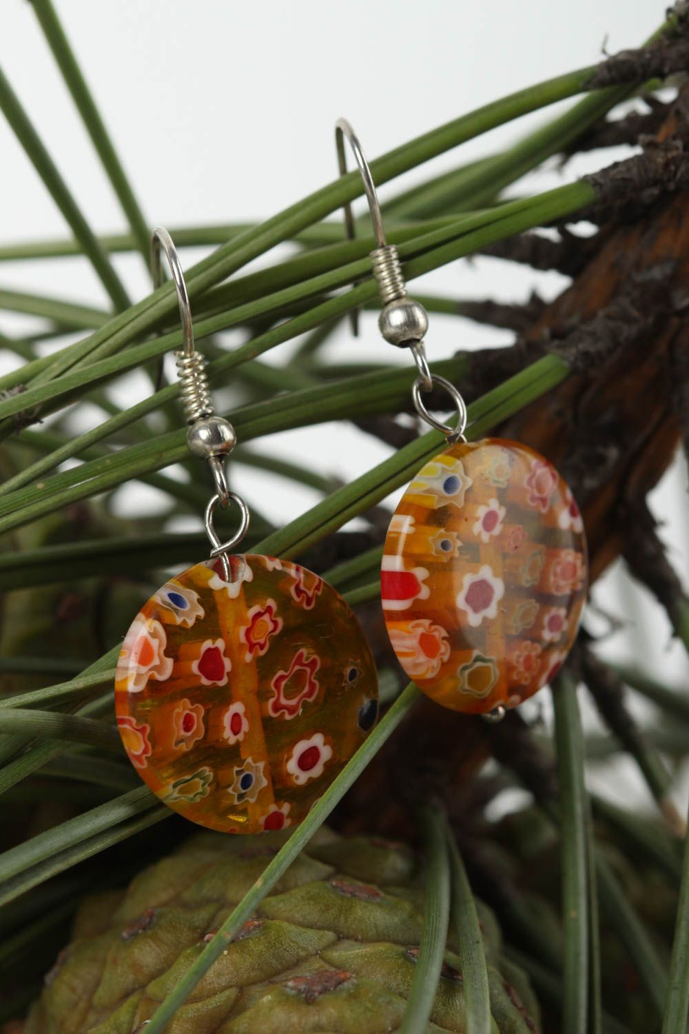 Glass earrings for women handmade glass earrings long earrings with charms photo 1