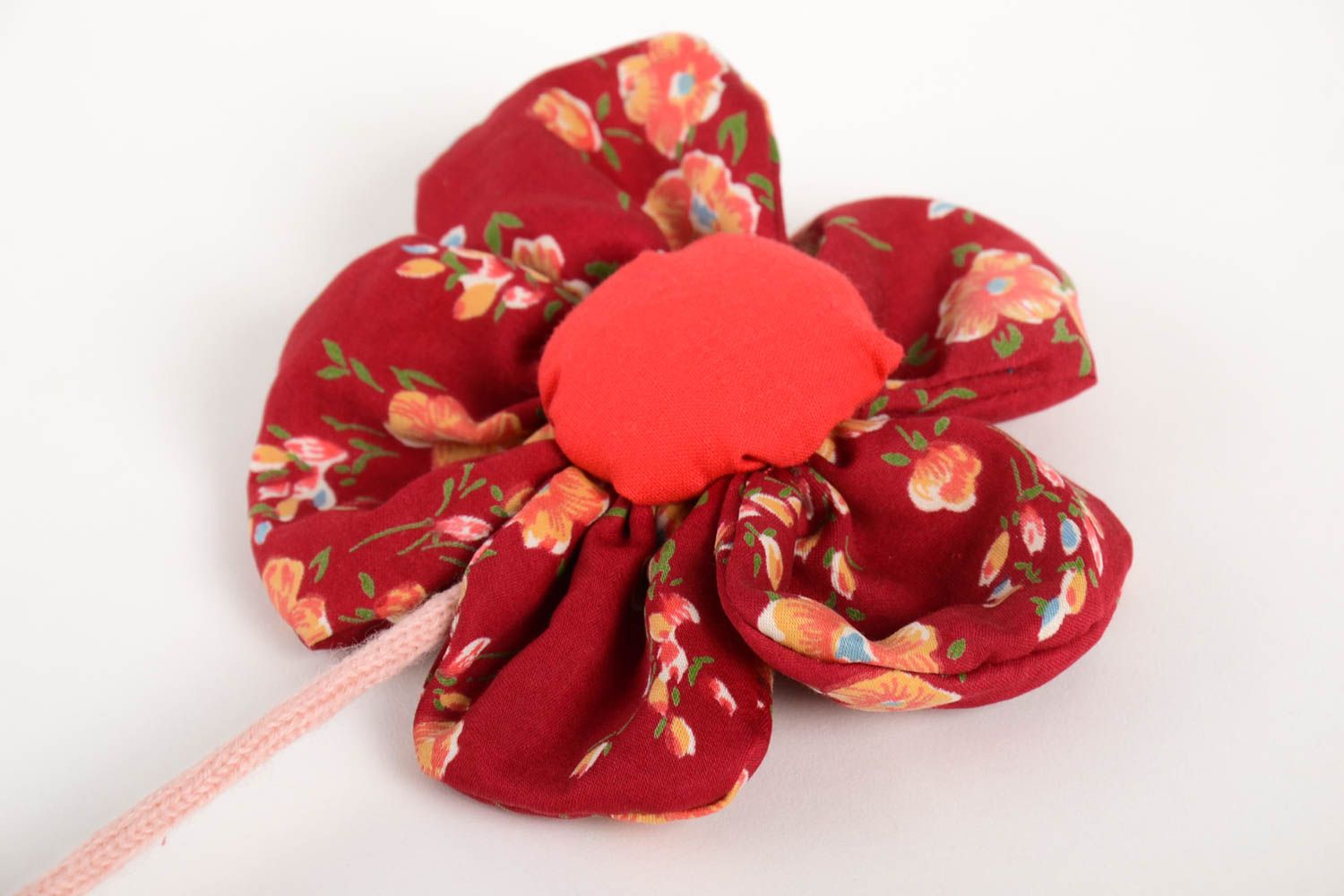 Handmade grelle rote Deko Blume Wohn Accessoire künstliche Blume aus Stoff  foto 1