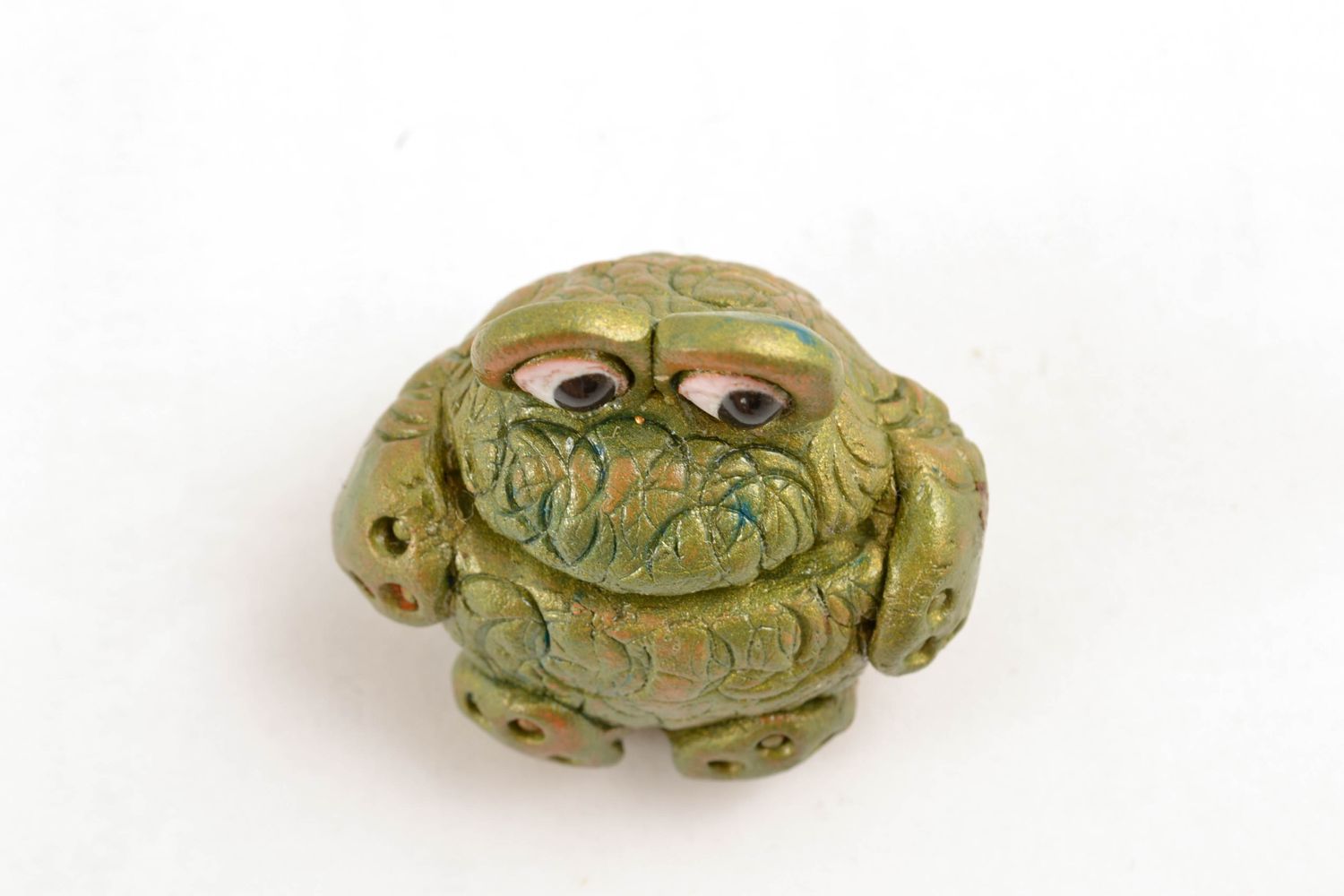 Figurine grenouille petite verte en argile faite main photo 3