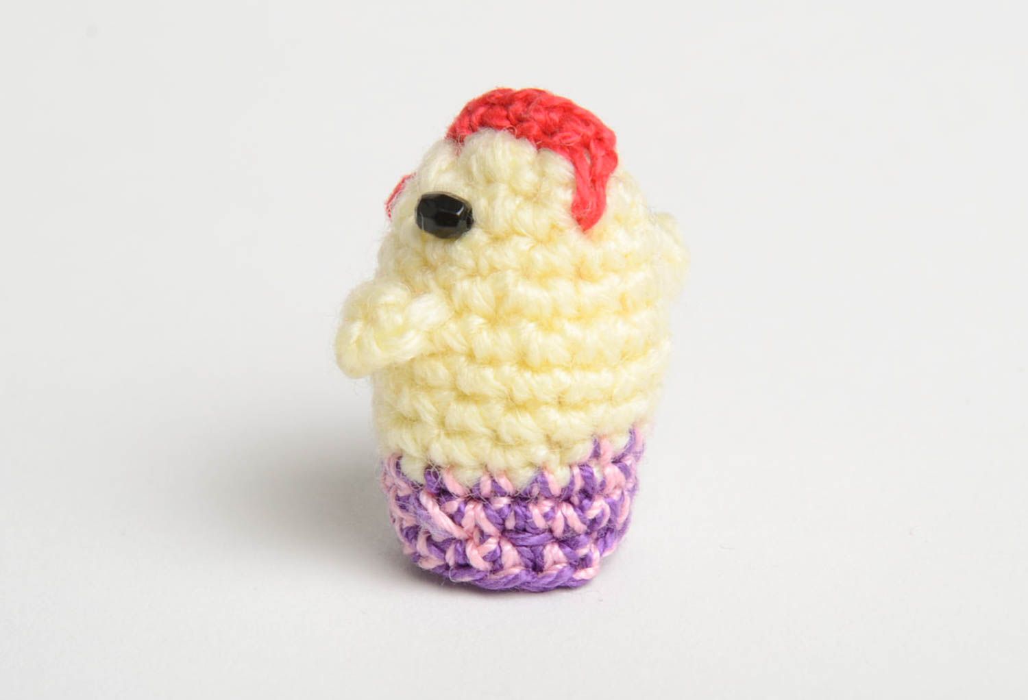 Charming handmade soft toy unusual crocheted chicken textile toy cute gift photo 3