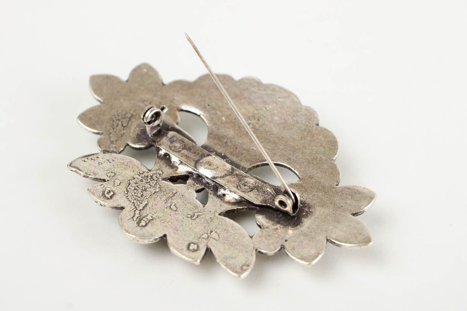 Stylish handmade metal brooch jewelry gemstone brooch pin small gift ideas photo 5