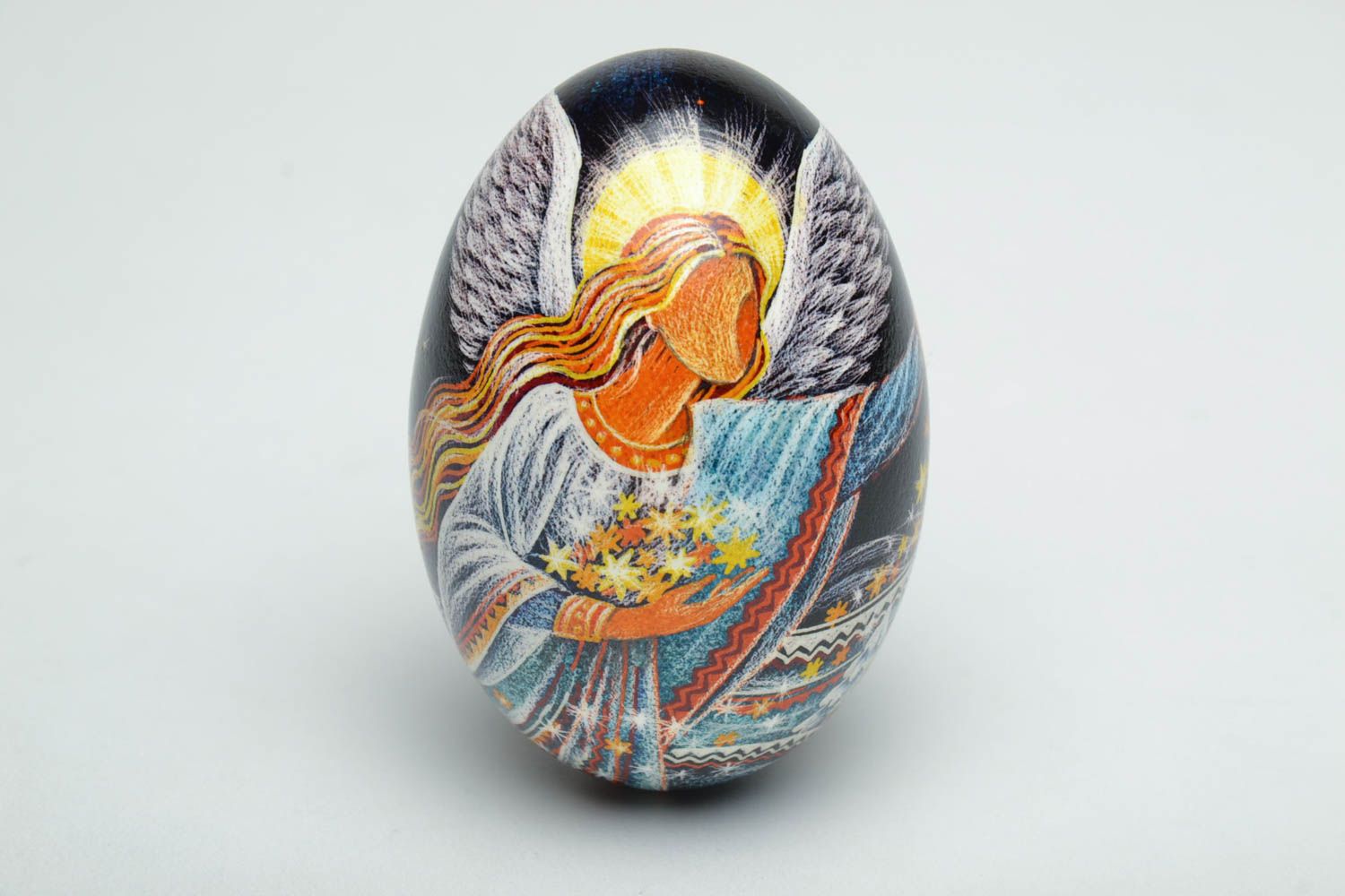 Painted goose egg with carved elements photo 2