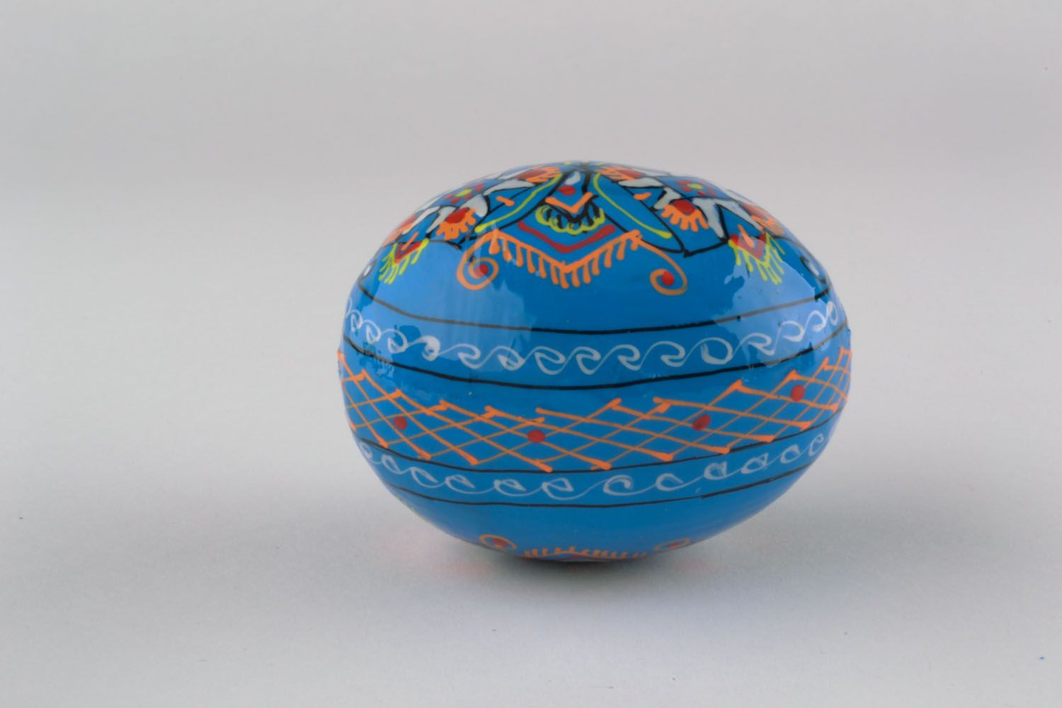 Голубое пасхальное яйцо с росписью  фото 2