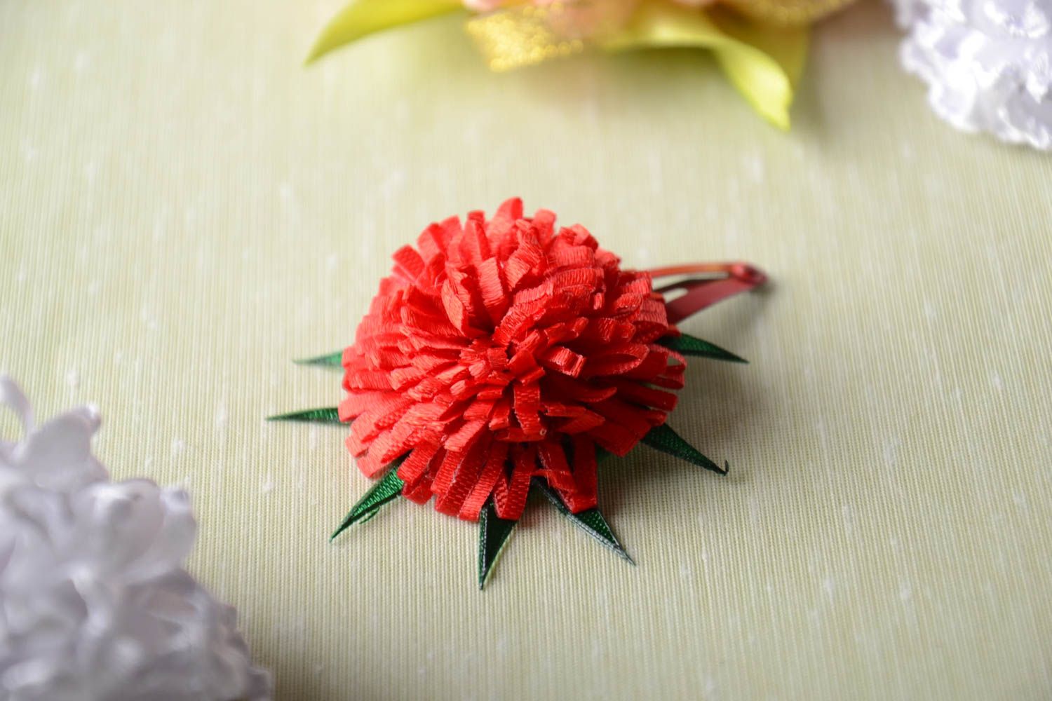 Beautiful red handmade hair clip interesting designer jewelry unusual accessory photo 1