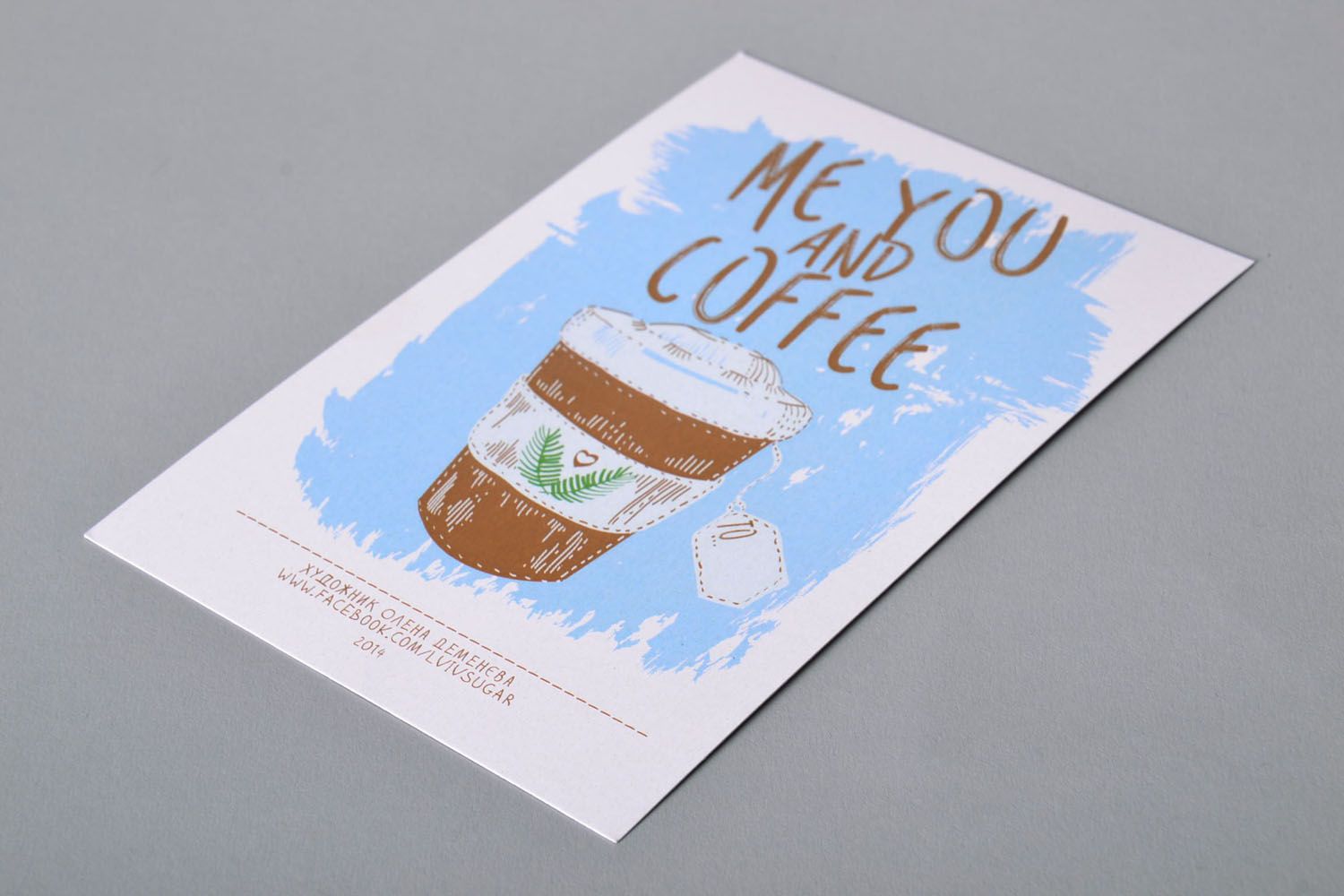 Künstlerische Grußkarte mit Motiv Me, you and coffee foto 4