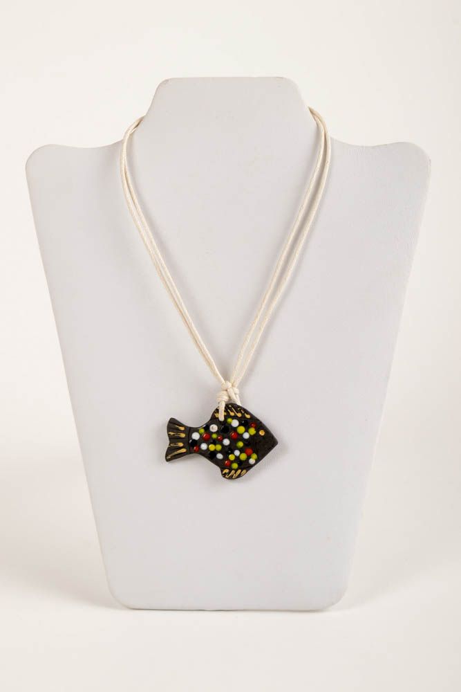 Handmade ceramic pendant stylish designer accessory female pendant gift for her photo 2