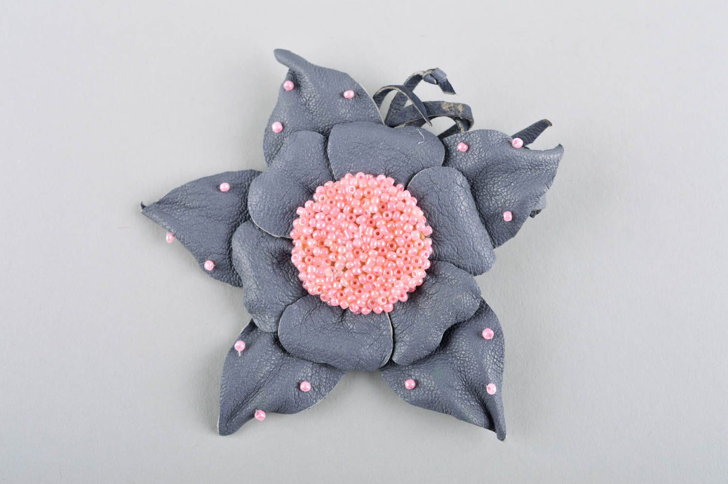 Handmade vintage brooch leather accessories leather jewelry flower brooch photo 2