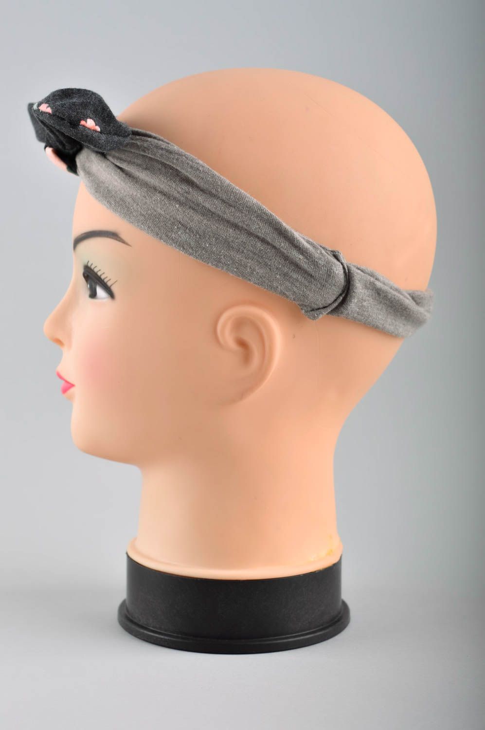 Graues Haarband Schleife handmade Accessoire für Kinder Mädchen Haarschmuck  foto 3