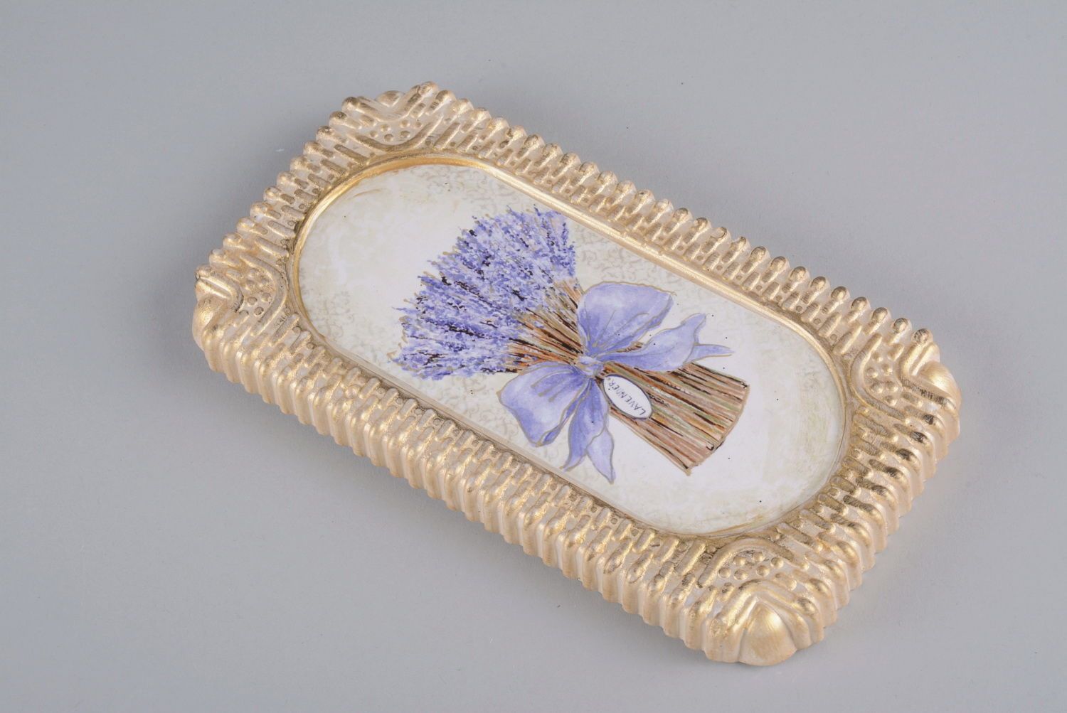 Panel with gilding Bouquet of lavender with a bow photo 2