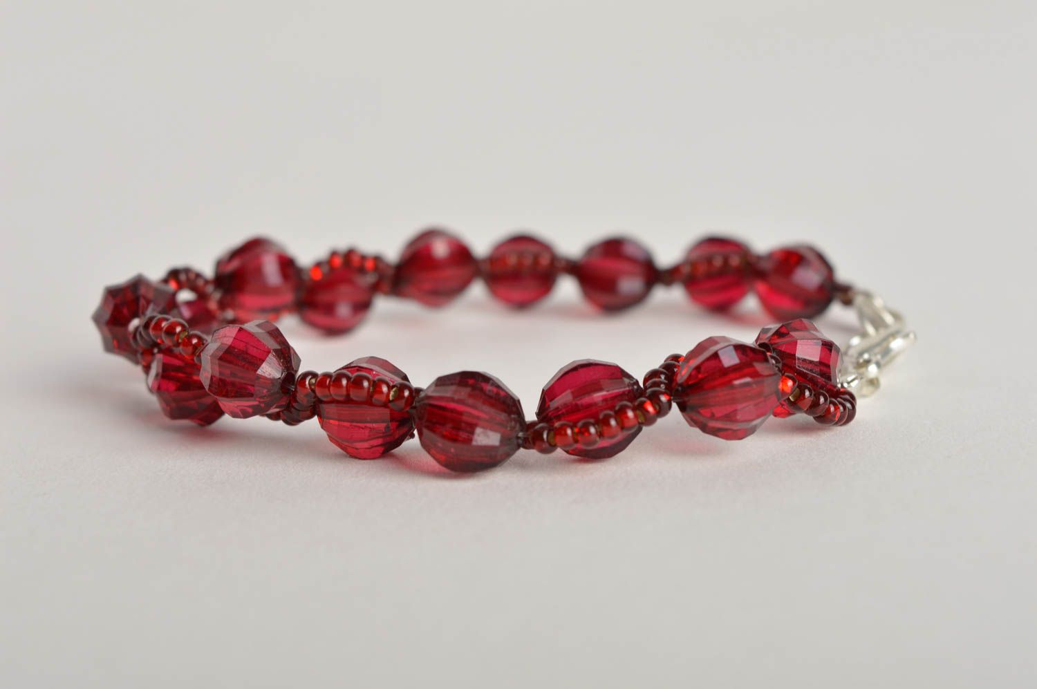 Handmade red beaded bracelet elegant wrist bracelet stylish jewelry gift for her photo 2