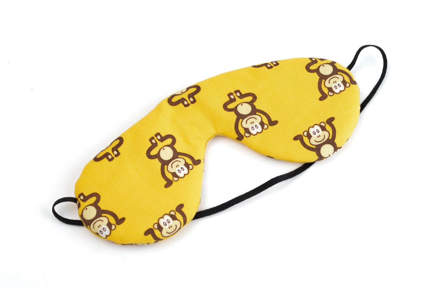 Máscara para dormir amarilla con monos antifaz artesanal accesorio de moda foto 3