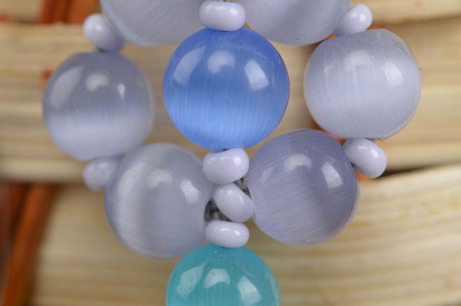 Boucles d'oreilles en pierres naturelles pendantes faites main bleues pour femme photo 5