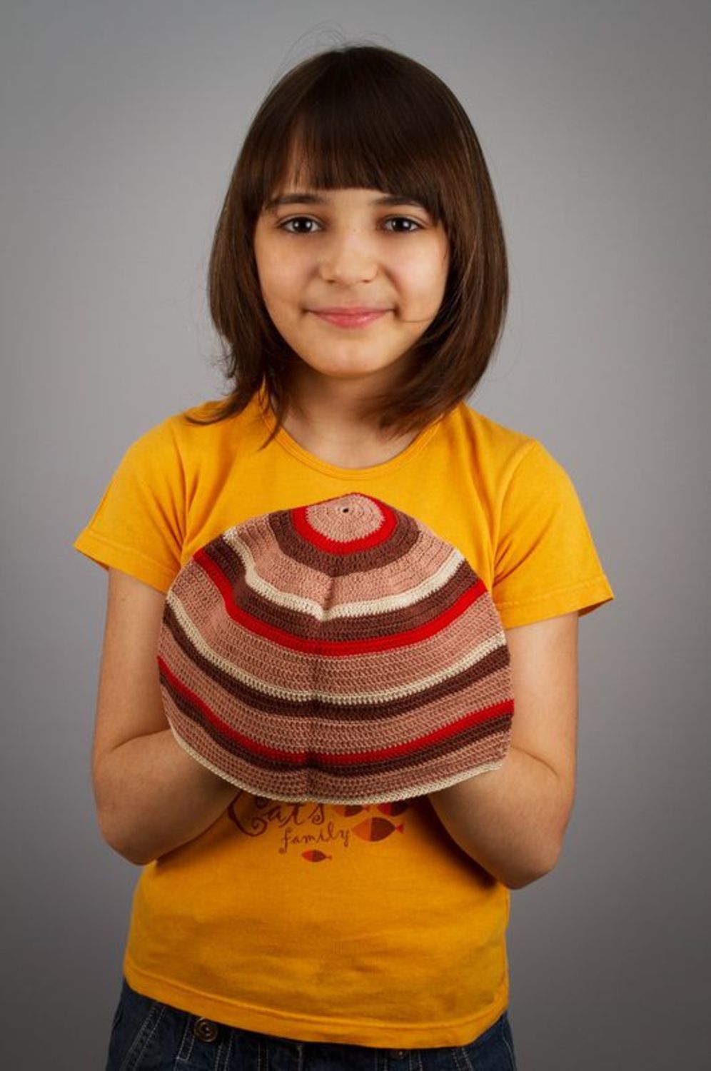 Children's crochet hat with stripes photo 5