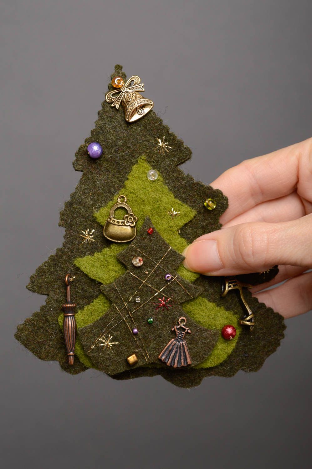 Suspension décorative en feutre magnet sapin décoration de Noël faite main  photo 4