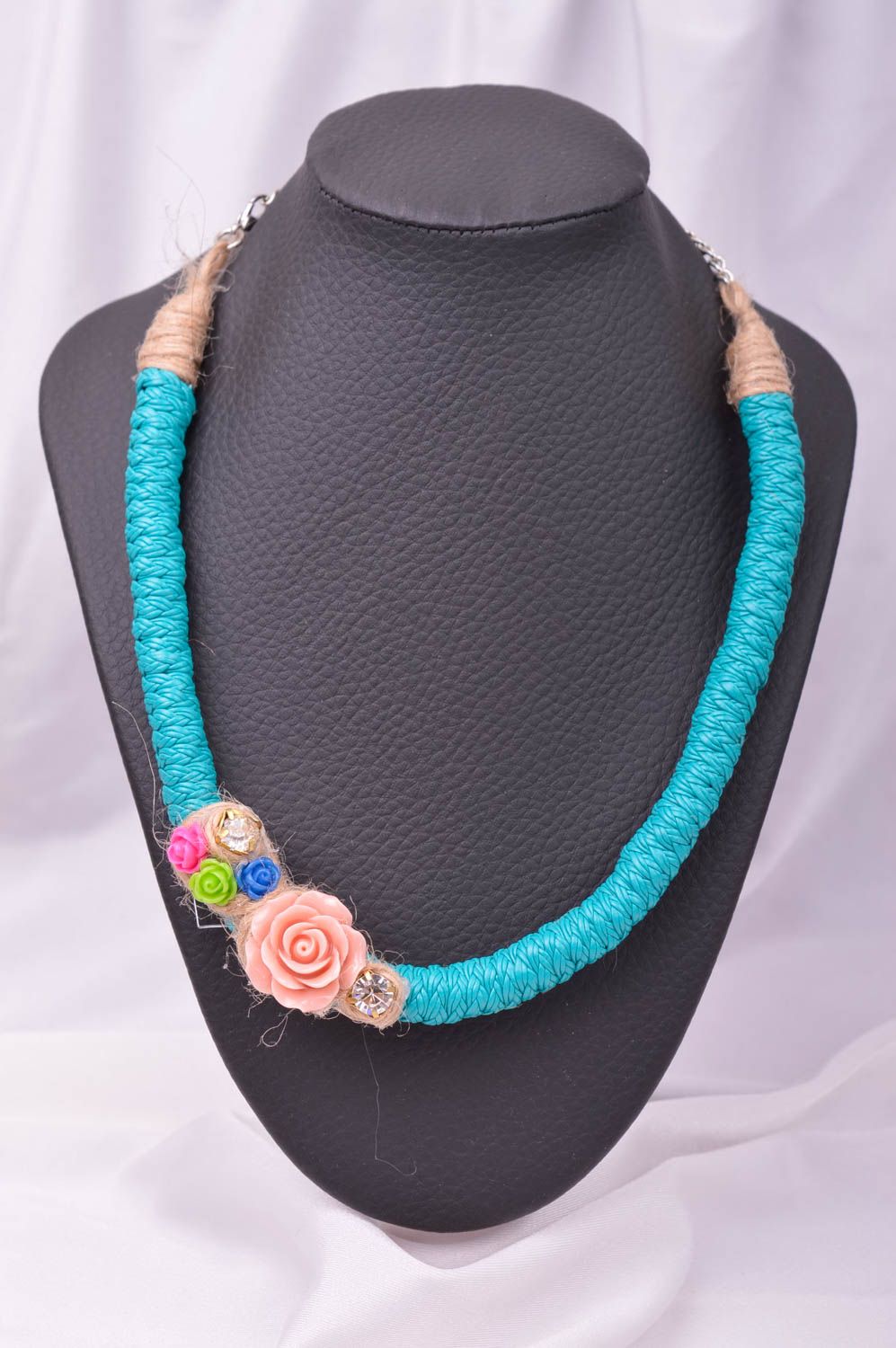 Handmade designer necklace stylish leather necklace beautiful accessory photo 1